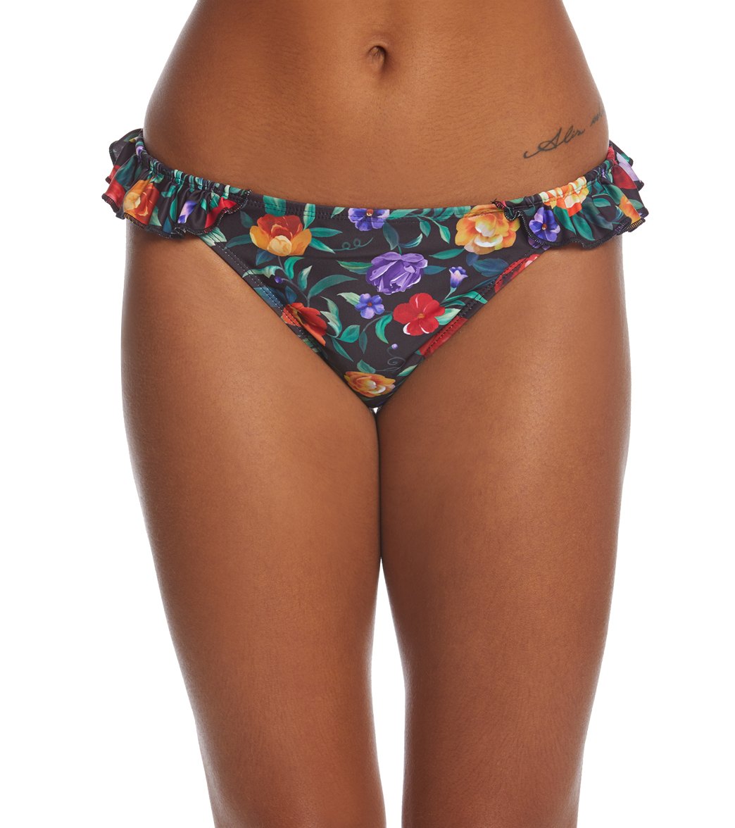 Motel Gaenor Ruffle Floral Hipster Bikini Bottom - Senorita Rose X-Small - Swimoutlet.com