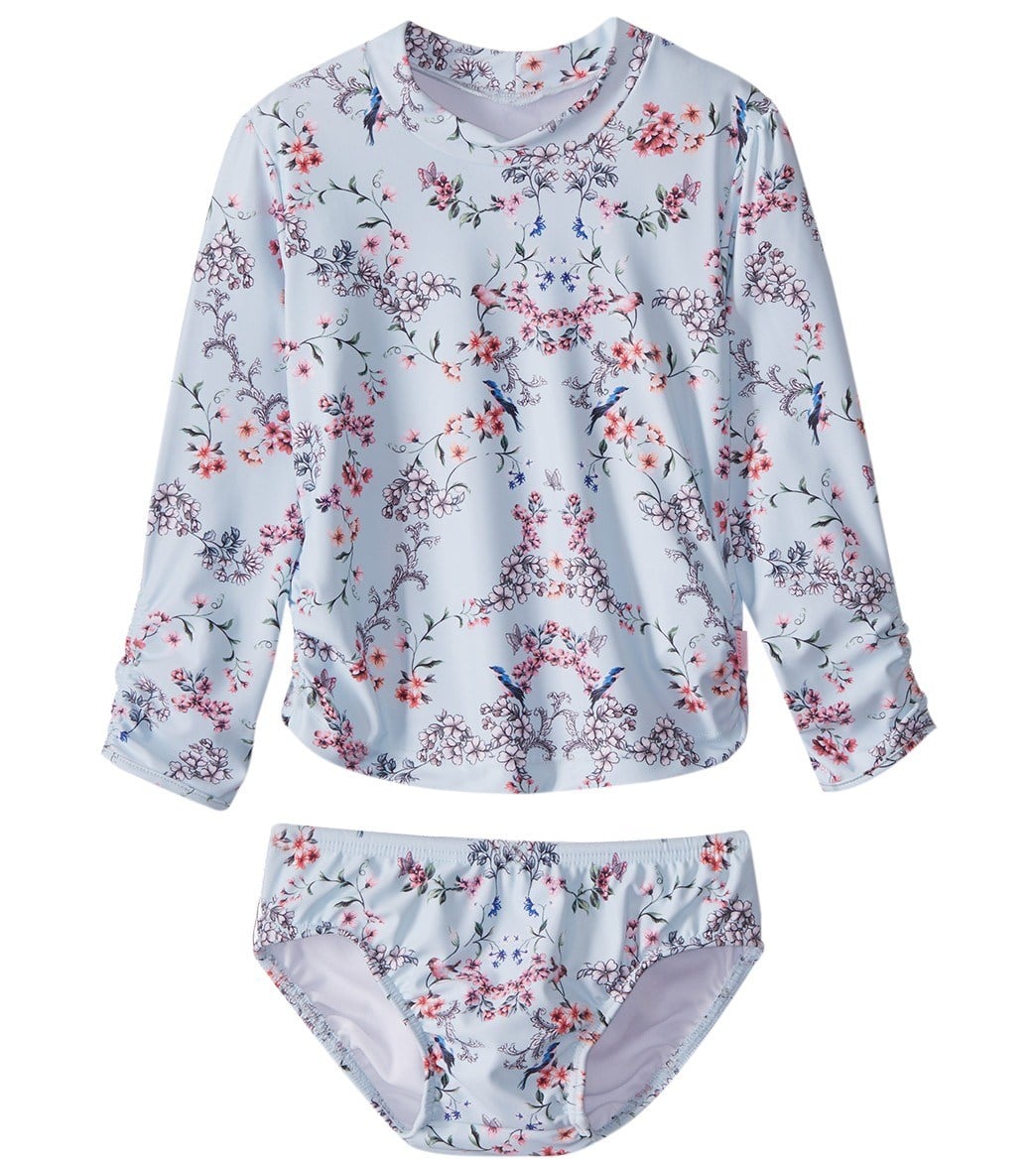 Seafolly Girls' Blue Birds Garden Rashie Set Baby - Bluebird 00 - Swimoutlet.com