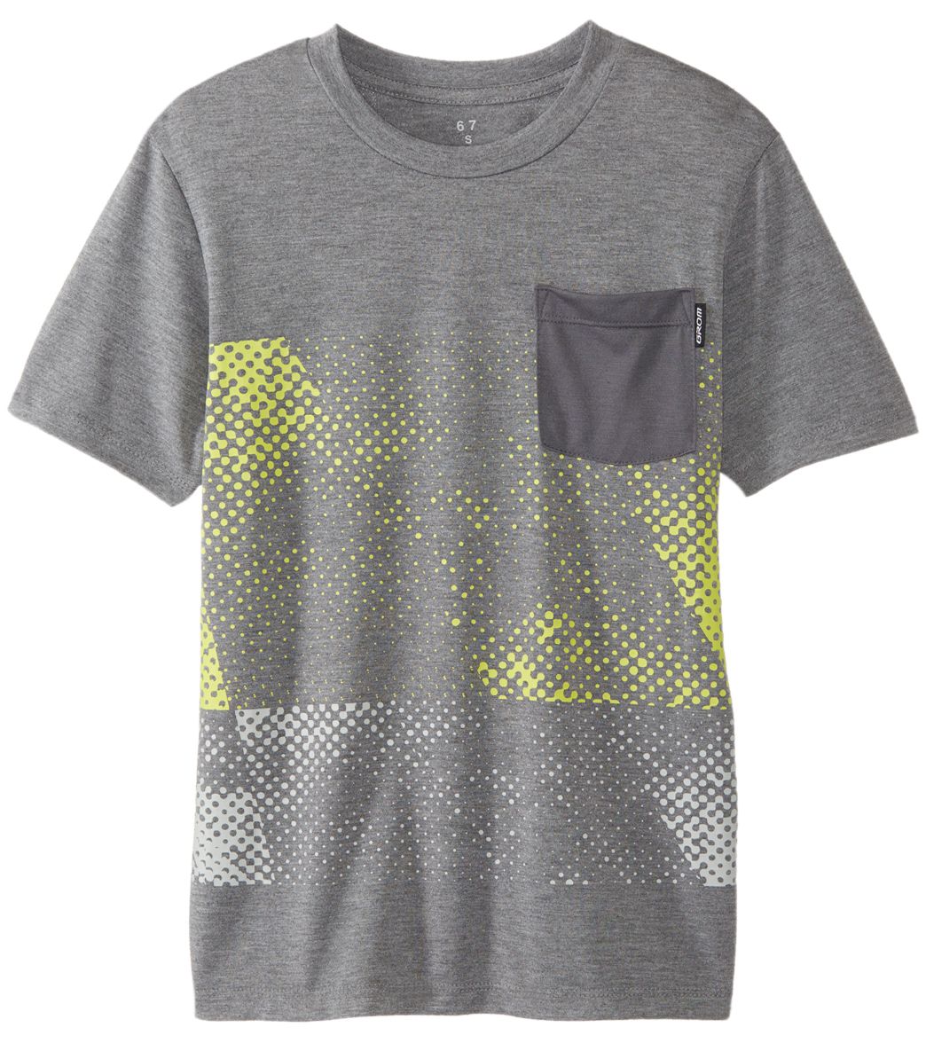 Grom Boys' Snap Short Sleeve Pocket Tee Shirt - Charcoal Small Polyester/Rayon - Swimoutlet.com