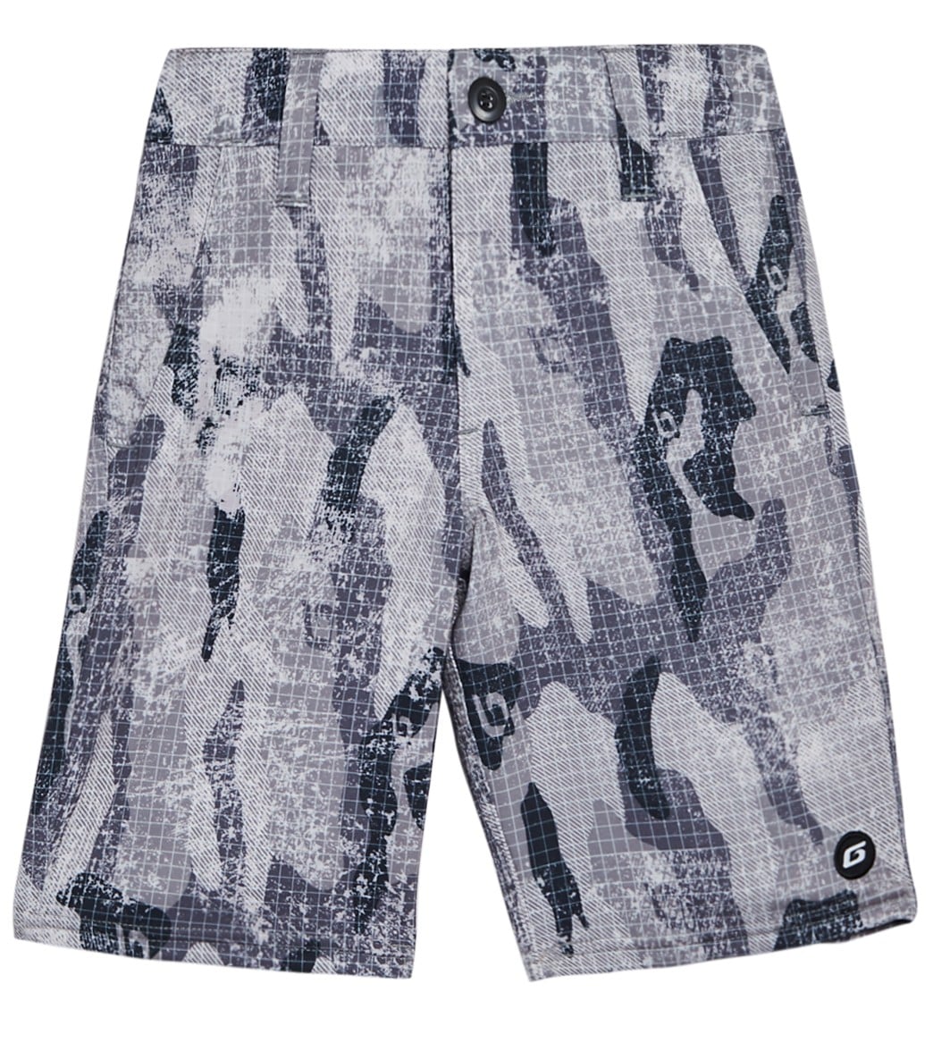 Grom Boys' Off Road Wet/Dry Short - Gray Camo Medium 8 Polyester/Cotton - Swimoutlet.com