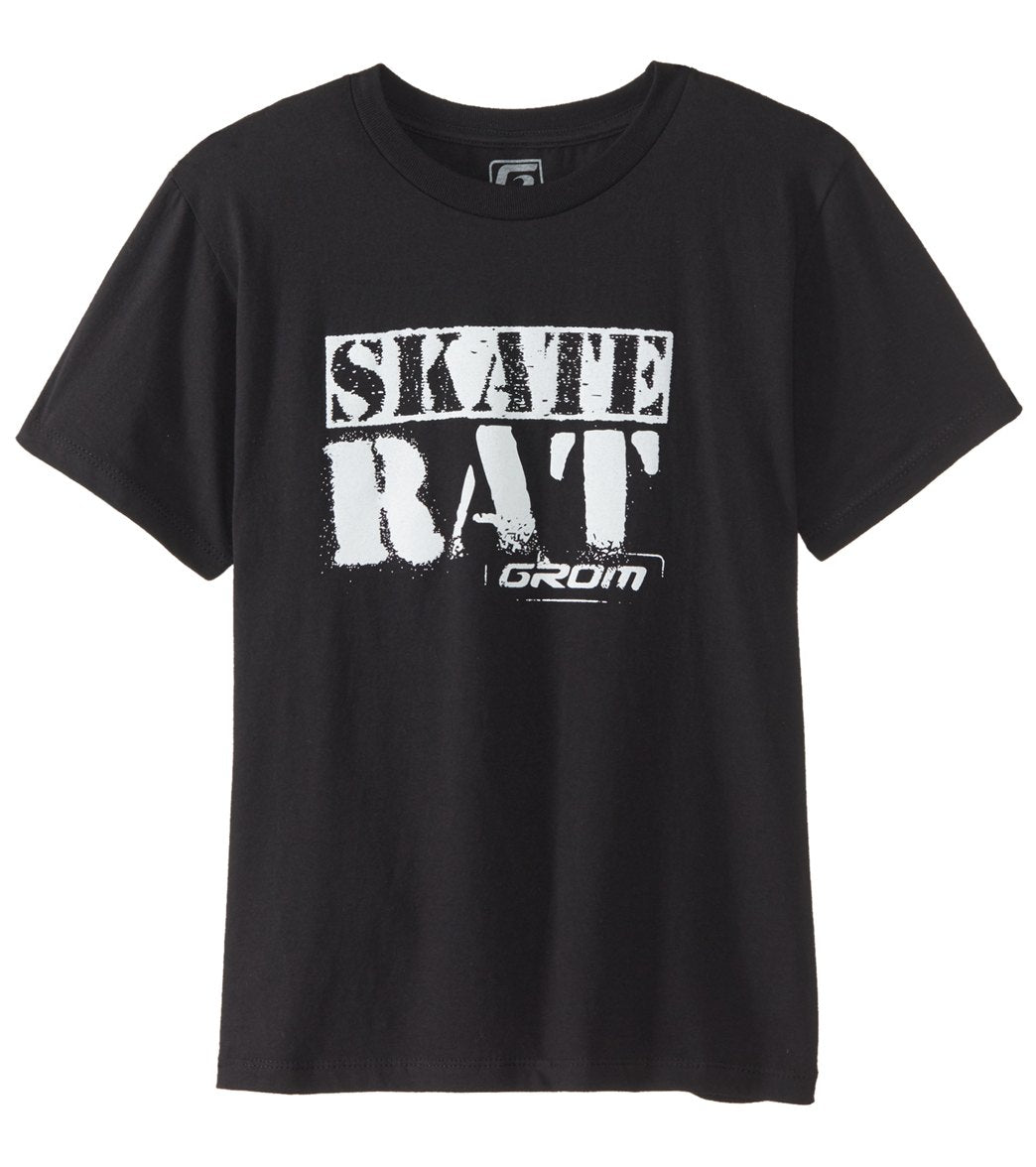 Grom Boys' Skate Rat Short Sleeve Tee Shirt - Black Medium Cotton - Swimoutlet.com