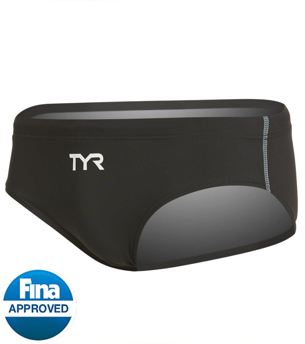 TYR Men's Thresher Racer Tech Suit Brief Swimsuit - Black/Grey 36 Lycra®/Nylon - Swimoutlet.com