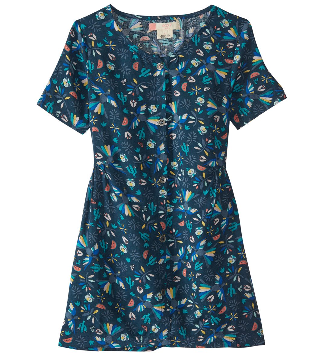 Roxy Girls' All You Need Is Sun V-Neck Dress - Blue Bird In The Sky 3 - Swimoutlet.com