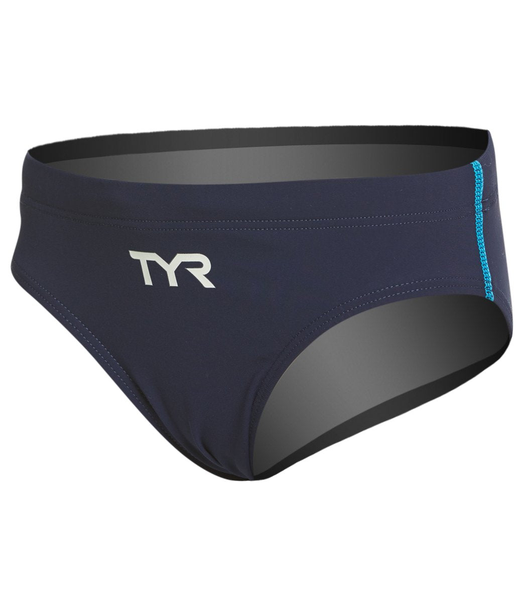 TYR Boys' Thresher Solid Racer Brief Swimsuit - Navy/Blue 22 Lycra®/Nylon - Swimoutlet.com