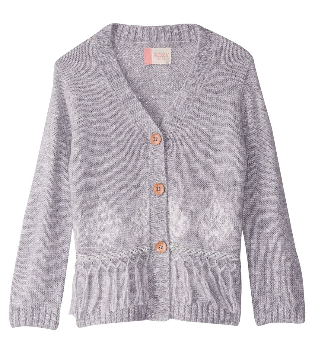 Roxy Girls' Miles From You Long Sleeve Cardigan Sweater Shirt - Heritage Heather 3 Acrylic - Swimoutlet.com