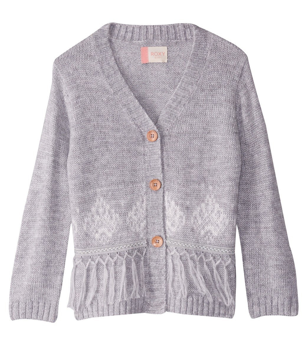 Roxy girls' miles from you long sleeve cardigan sweater shirt - heritage heather 3 acrylic - swimoutlet.com