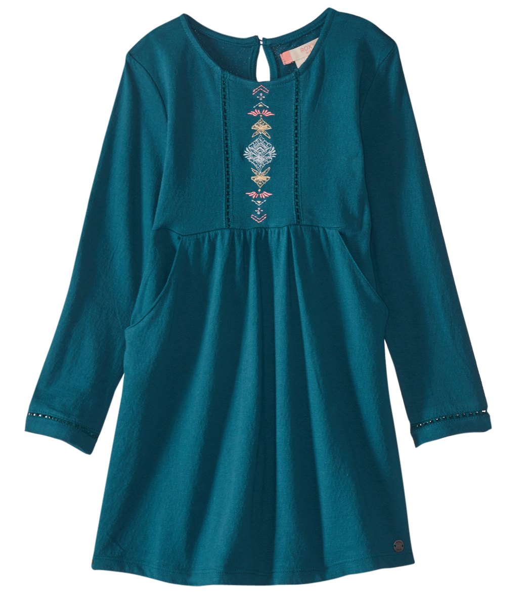 Roxy girls' cookie kiss long sleeve dress - pacific 3 cotton - swimoutlet.com