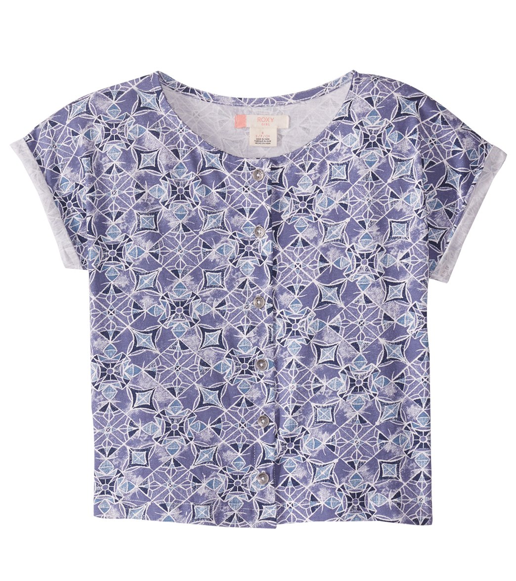 Roxy Girls' Crystal Air Short Sleeve Tee Shirt Big Kid - Marshmallow Chicas Del Mar Rg Small Cotton - Swimoutlet.com