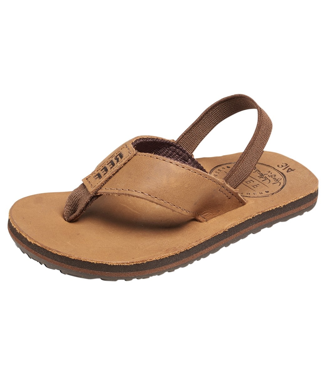 Reef boys' grom leather smoothy sandals toddler/little/big kid - bronze brown 3/4 - swimoutlet.com