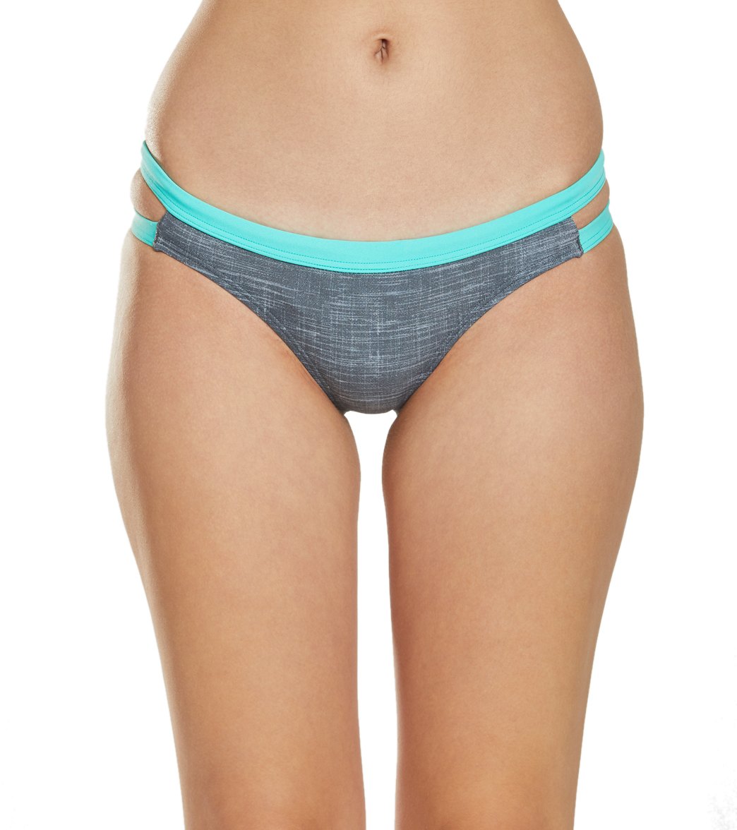 TYR Women's Sandblast Cove Bikini Bottom - Grey/Teal Xl Size Xl Polyester - Swimoutlet.com