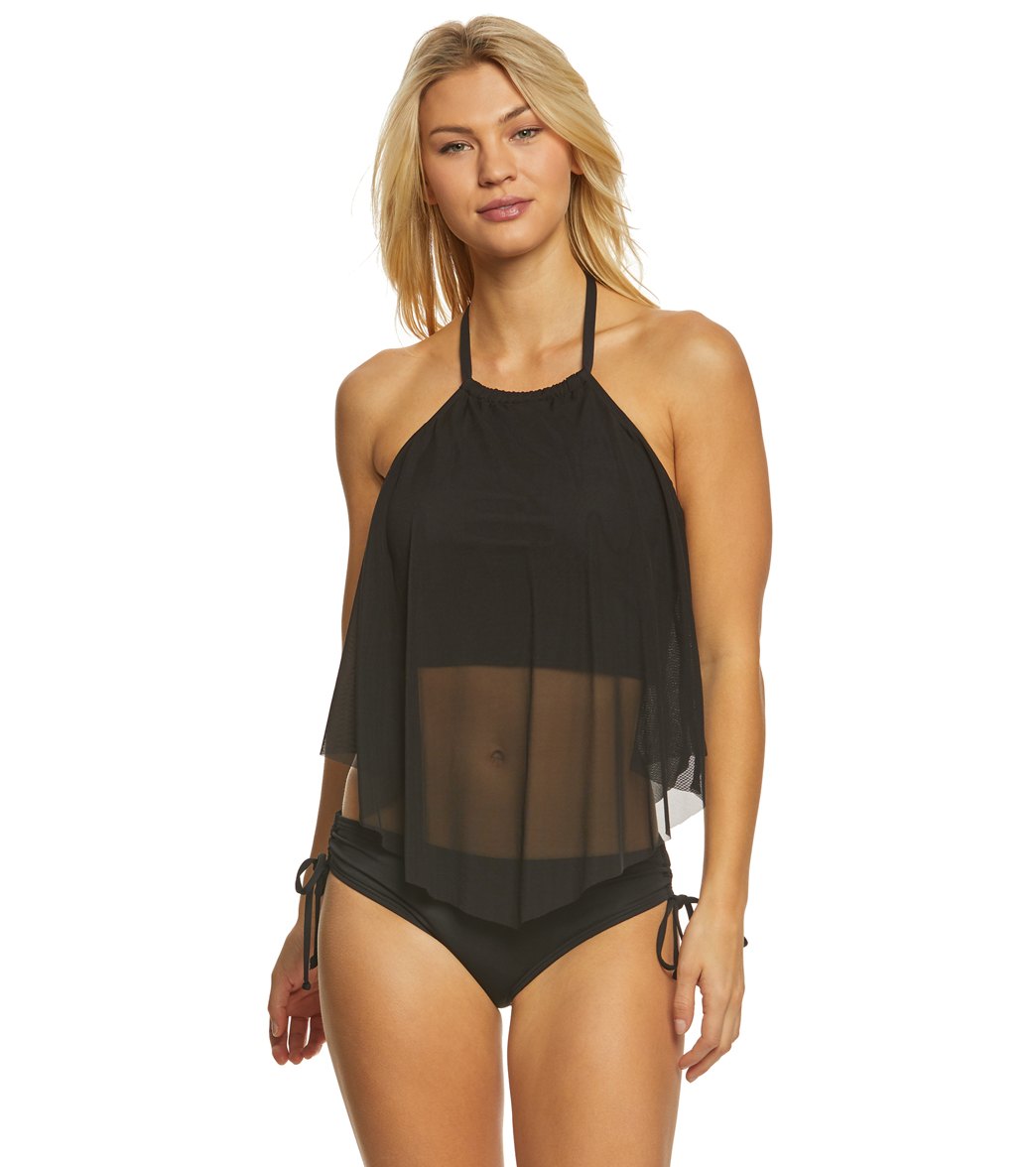 Coco Reef Classic Solid Aura Tankini Top C/D/Dd Cup - Castaway Black 32C - Swimoutlet.com