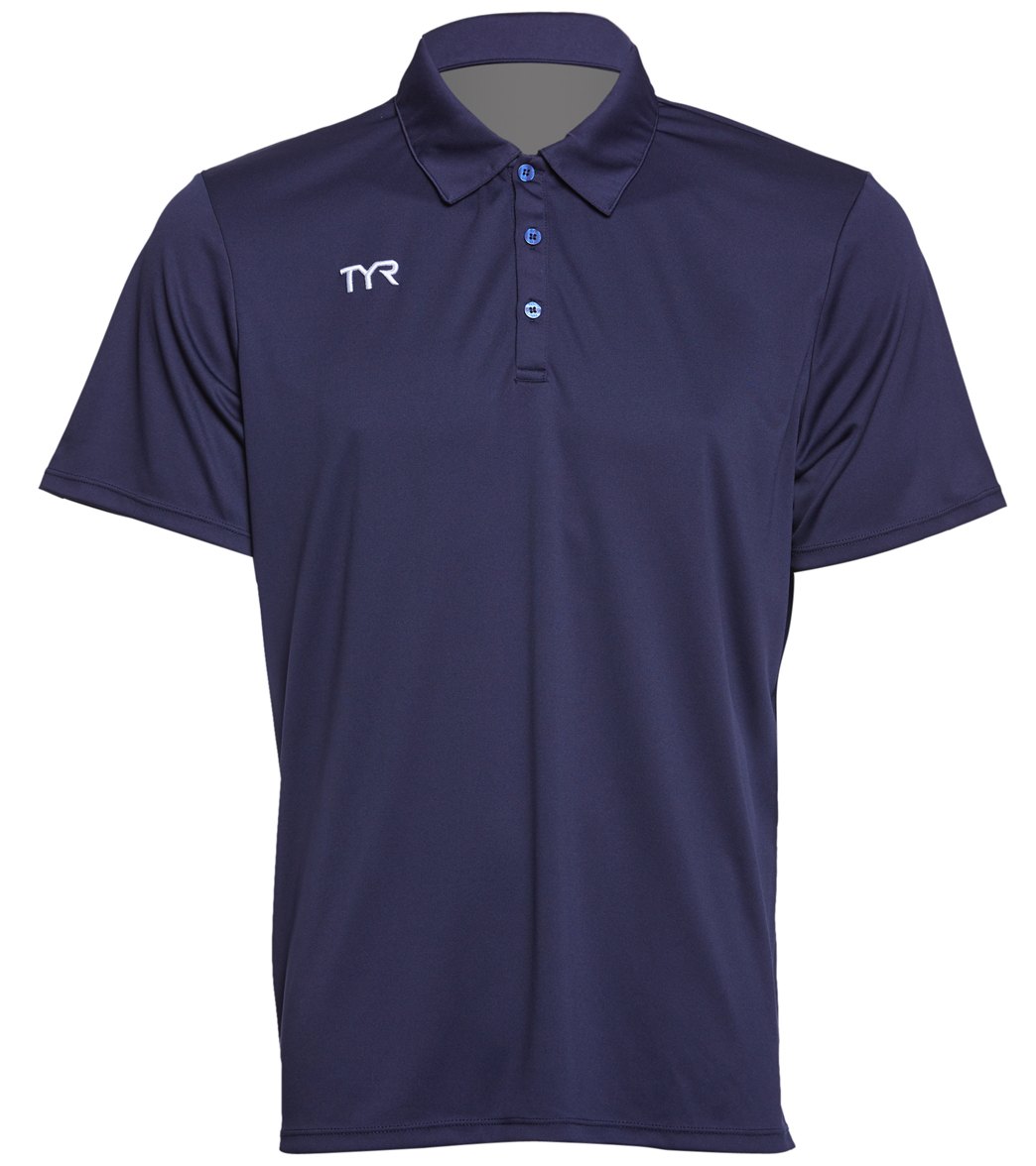 TYR Men's Alliance Coaches Polo Shirt - Navy Medium Polyester - Swimoutlet.com