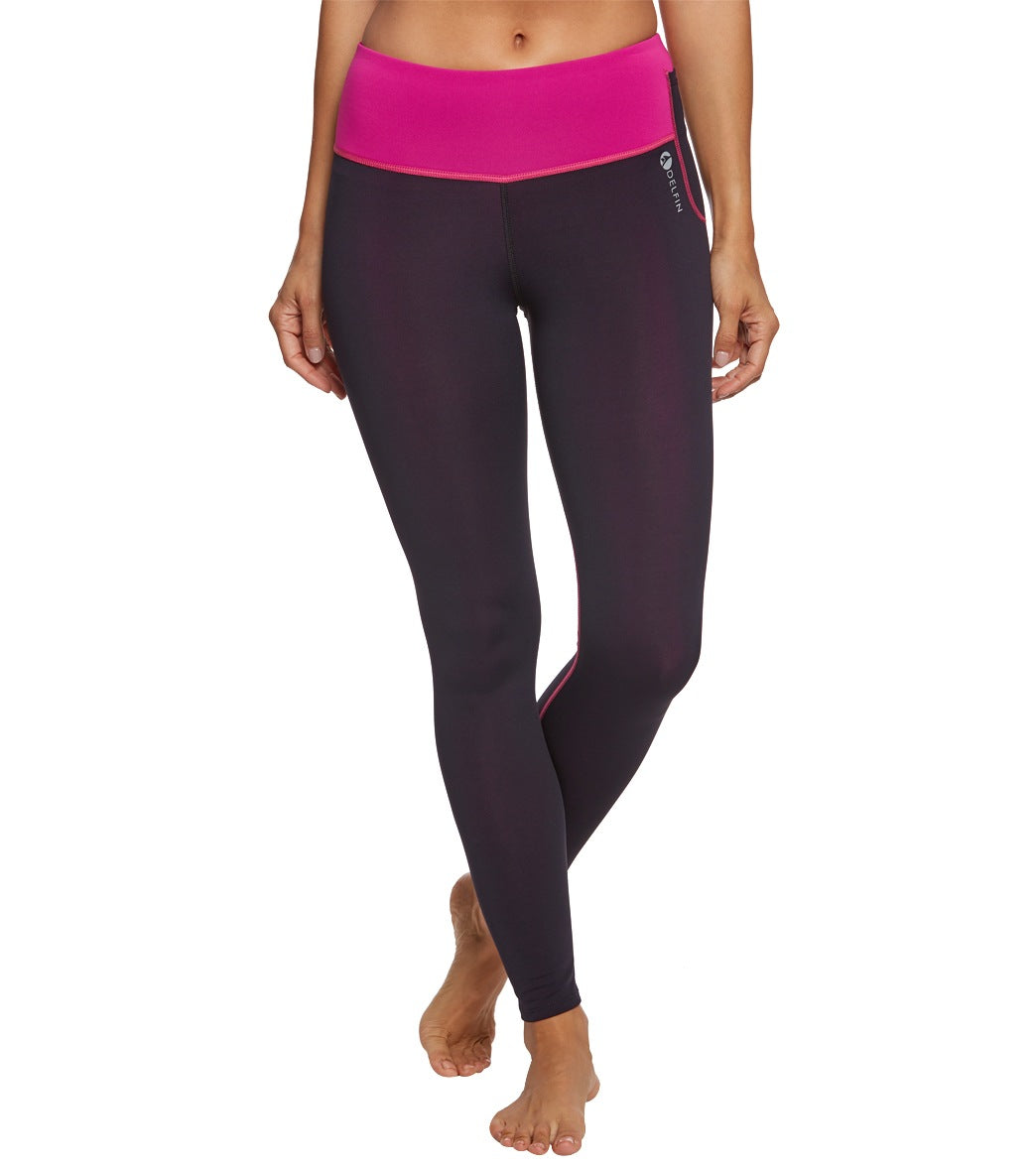 Delfin Spa Women's Mineral Infused Leggings - Black/Pink Large - Swimoutlet.com