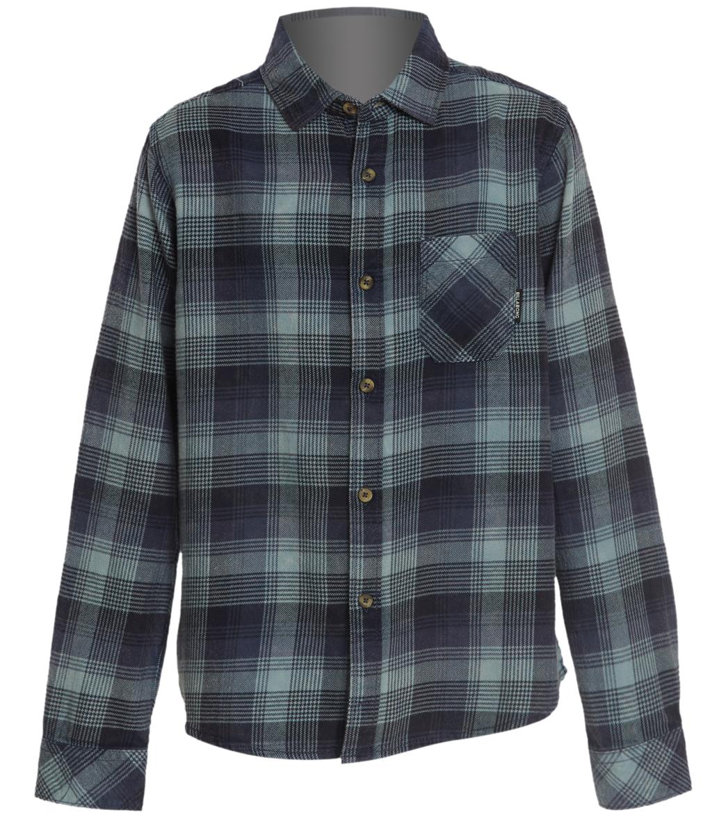 Billabong Boys' Long Sleeve Freemont Flannel Shirt Big Kid - Navy Sm 7/8 Big Size Small/Medium Cotton - Swimoutlet.com