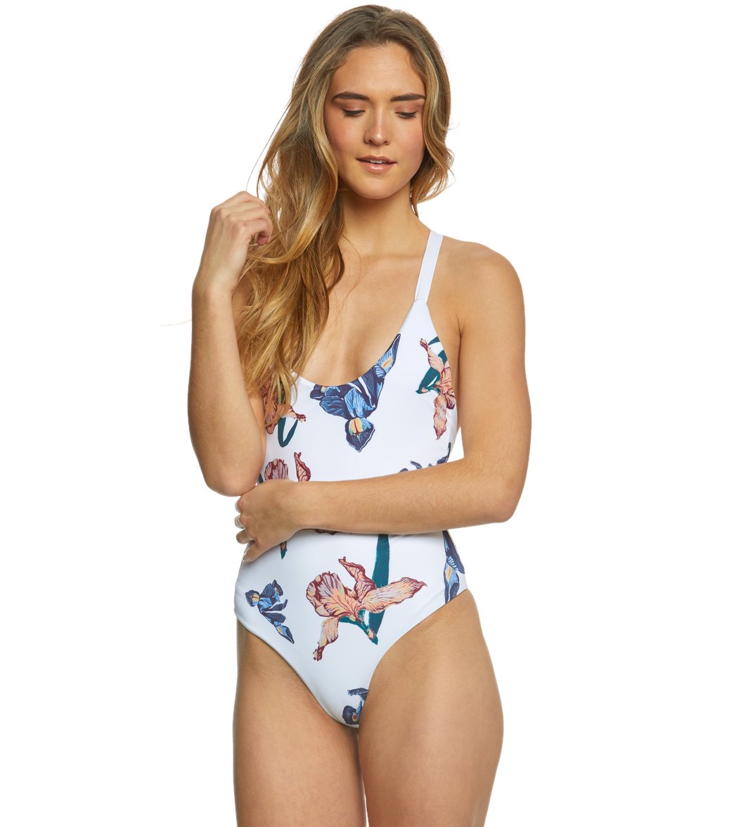 Tavik Iris Floral White Sicily One Piece Swimsuit - Medium - Swimoutlet.com