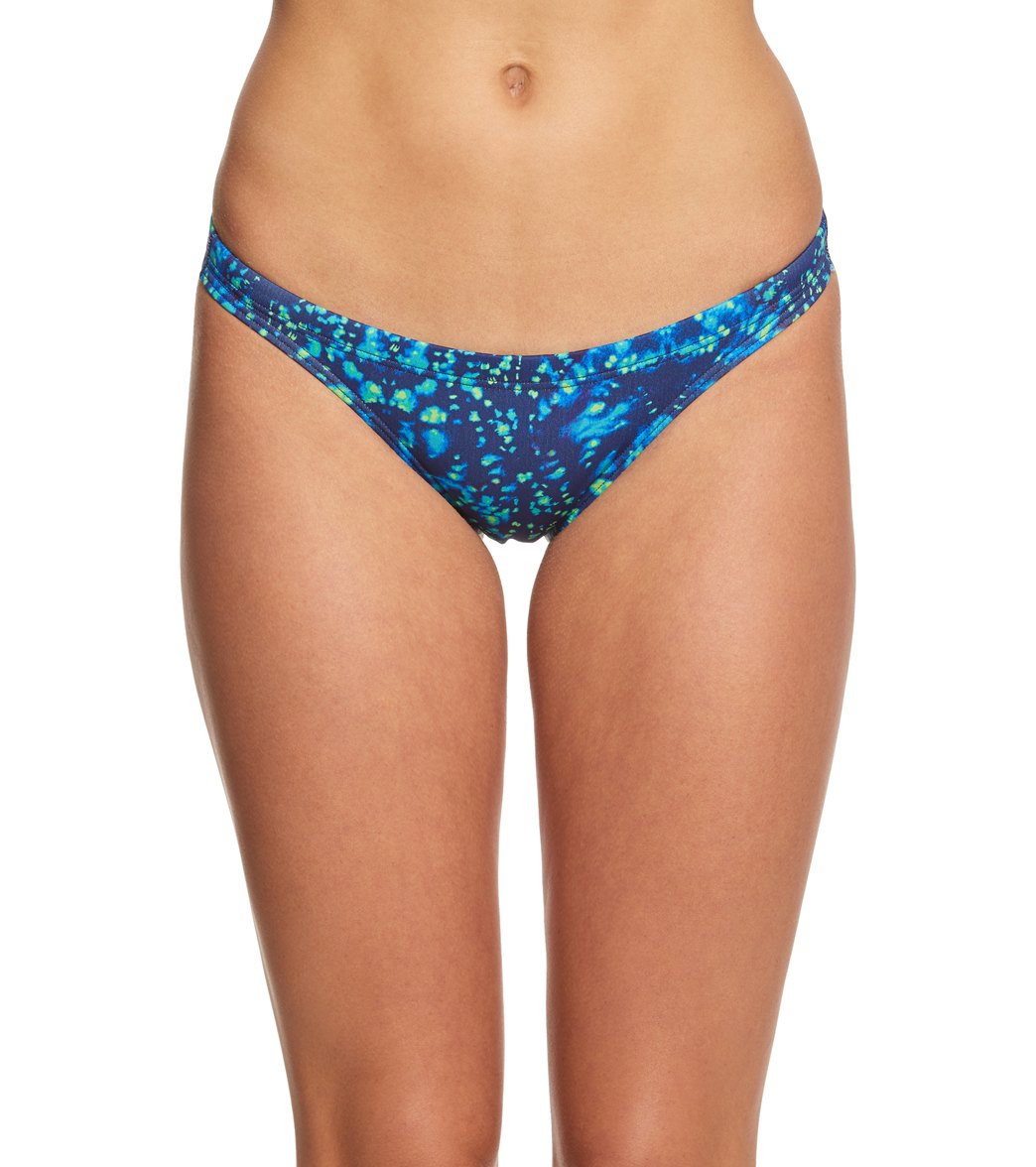 Arena Women's Tie Dye Maxlife Bikini Bottom - Navy/Leaf 28 Polyester - Swimoutlet.com
