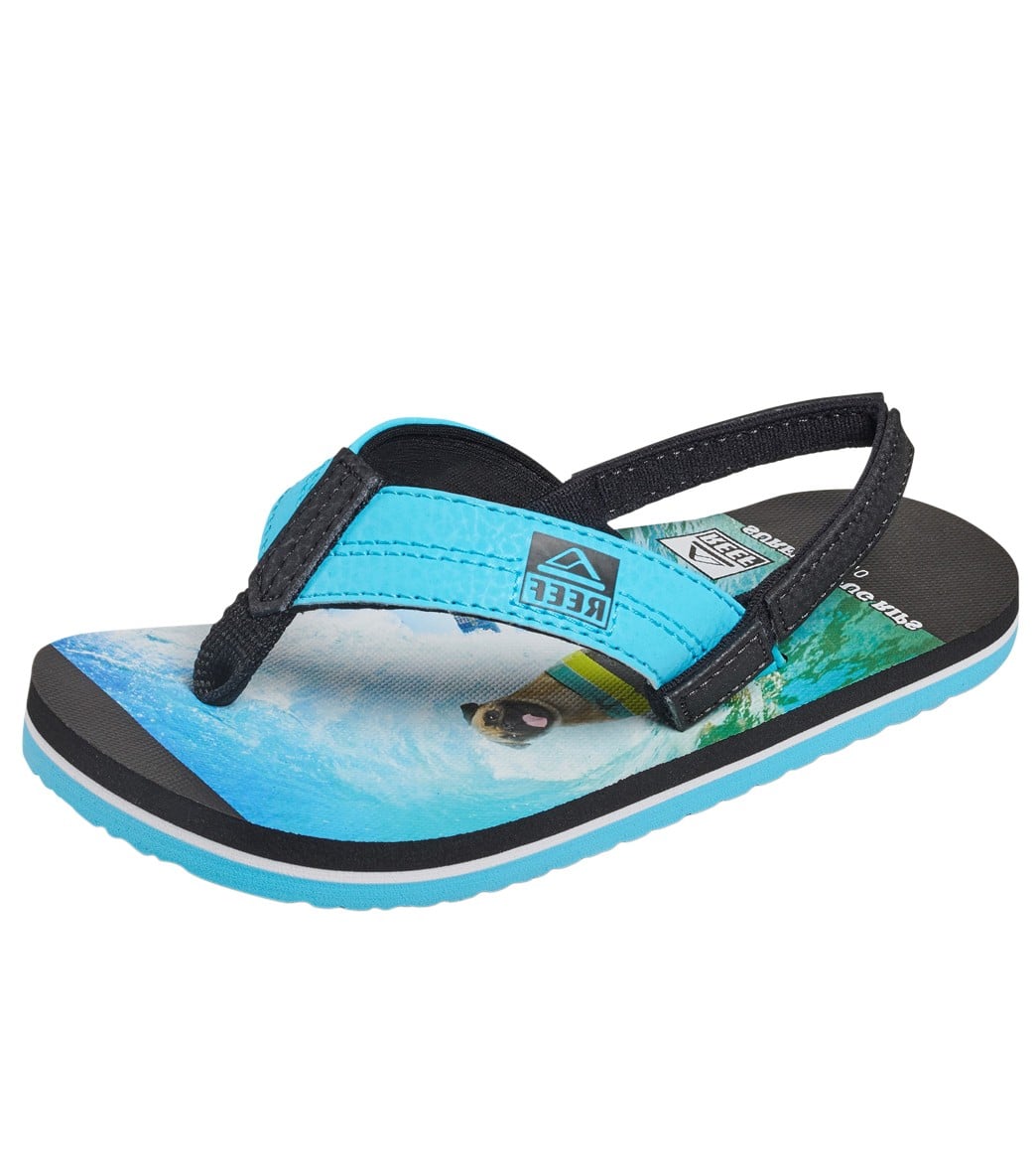 Reef Boy's Grom Photos Sandals Toddler - Surfing Pug 3/4 - Swimoutlet.com