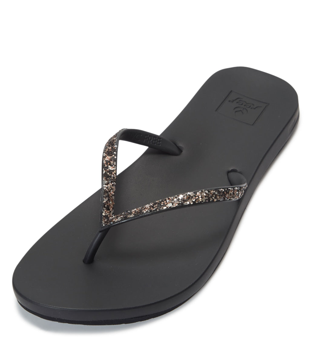 Reef women's cushion bounce stargazer flip flop - black/bronze 6 - swimoutlet.com