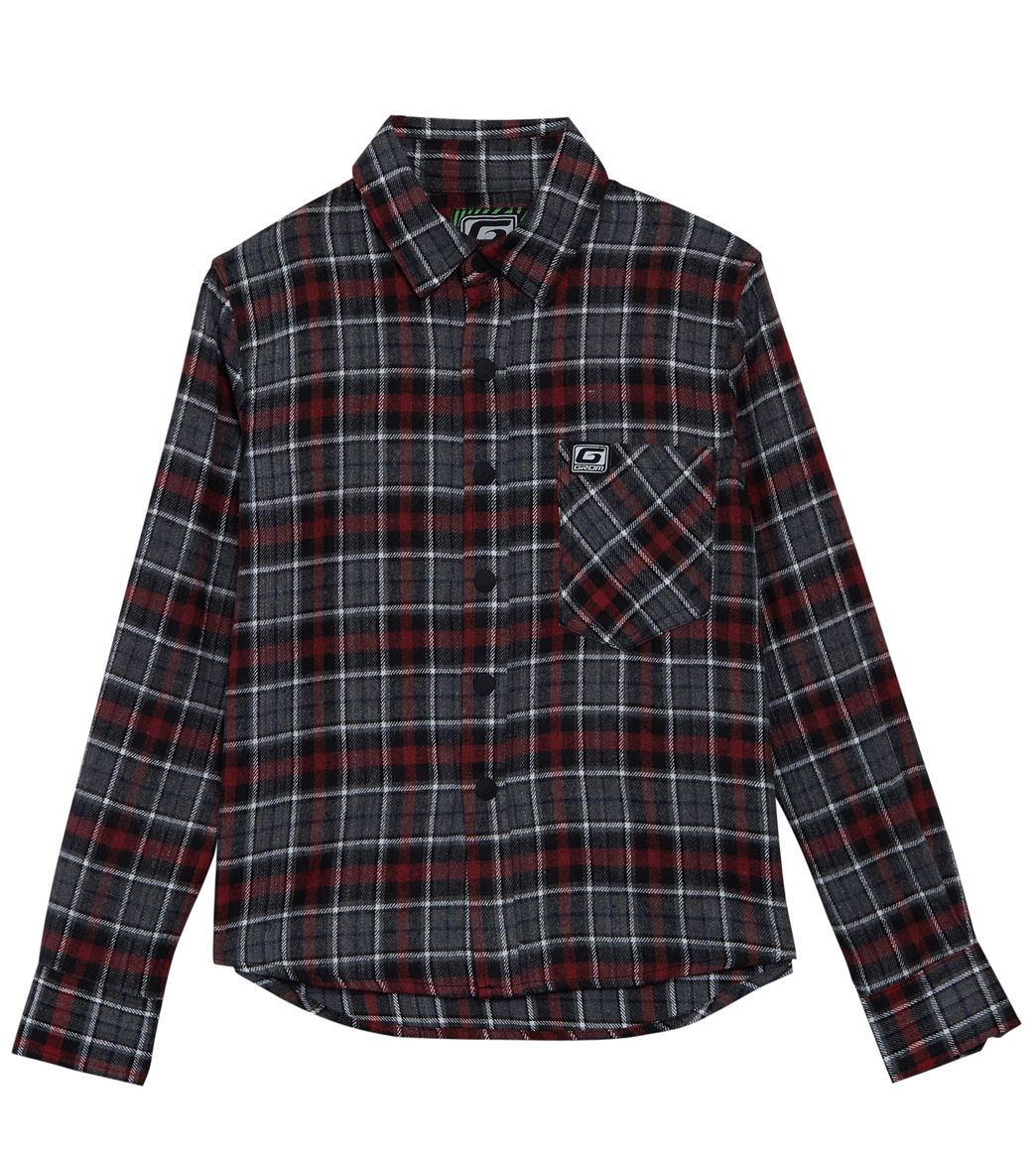 Grom Boys' Major Flannel Long Sleeve Shirt Big Kid - Red Small 6-7 Cotton - Swimoutlet.com
