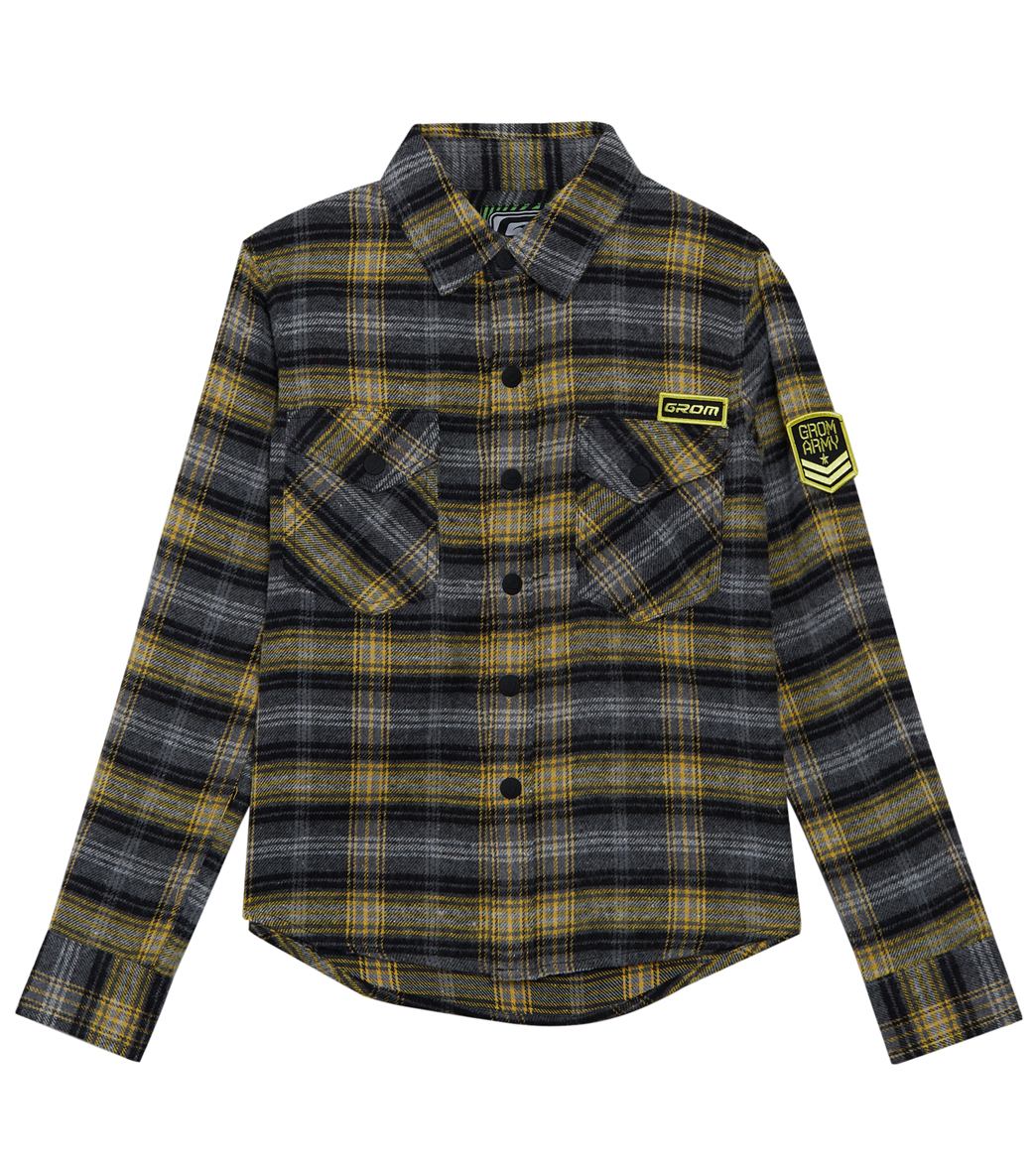 Grom Boys' Major Flannel Long Sleeve Shirt Big Kid - Gold Medium 8 Cotton - Swimoutlet.com