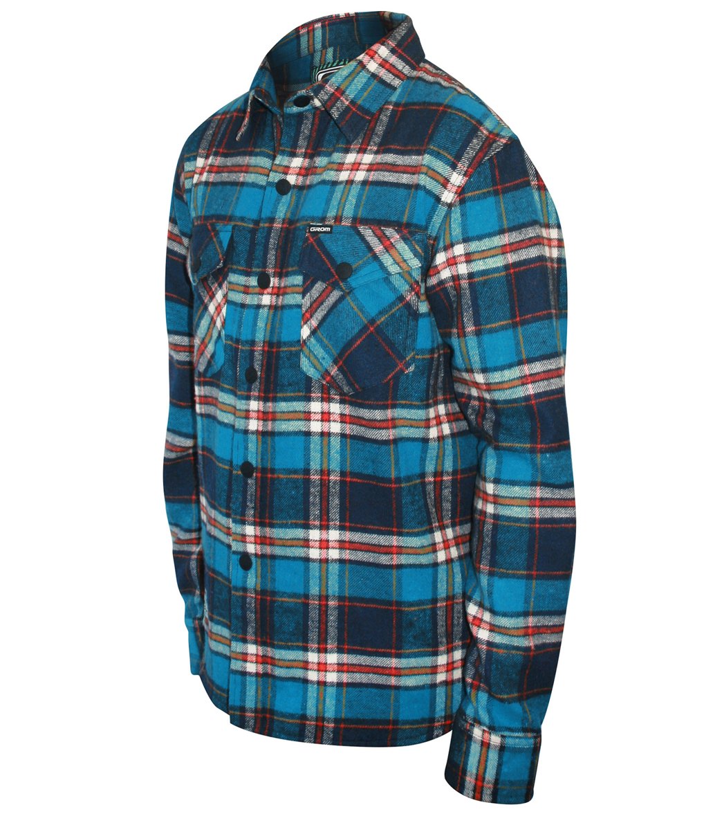 Grom boys' ranger flannel long sleeve shirt big kid - blue small 6-7 cotton - swimoutlet.com