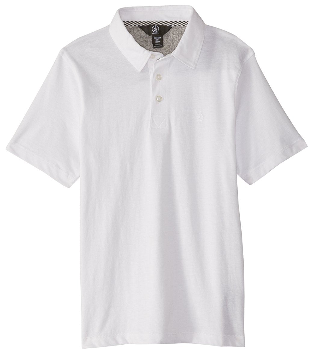 Volcom Boys' Wowzer Polo Big Kid Shirt - White Large Cotton/Polyester - Swimoutlet.com