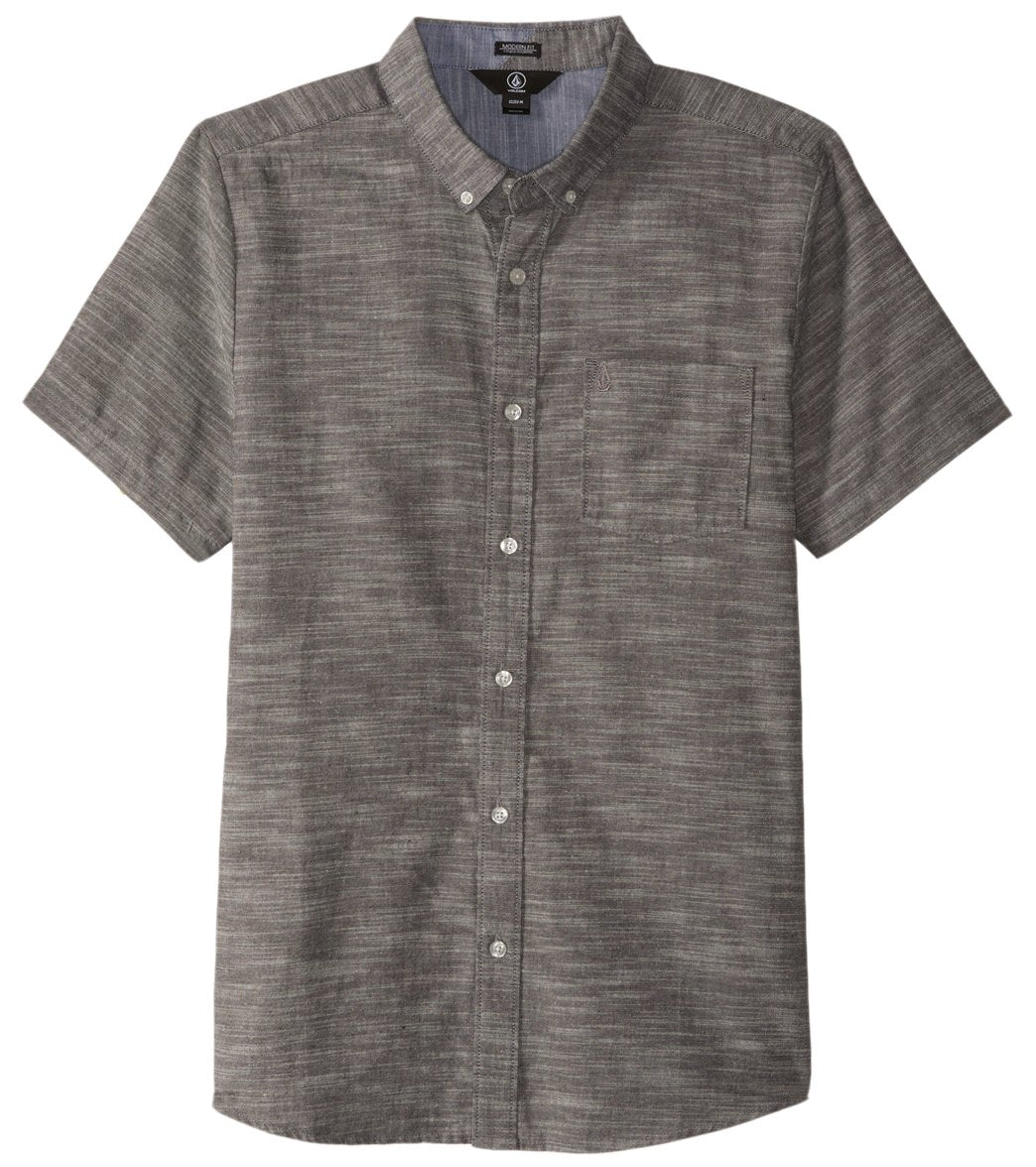 Volcom Men's Everett Oxford Short Sleeve Shirt - Black Small Cotton/Polyester - Swimoutlet.com