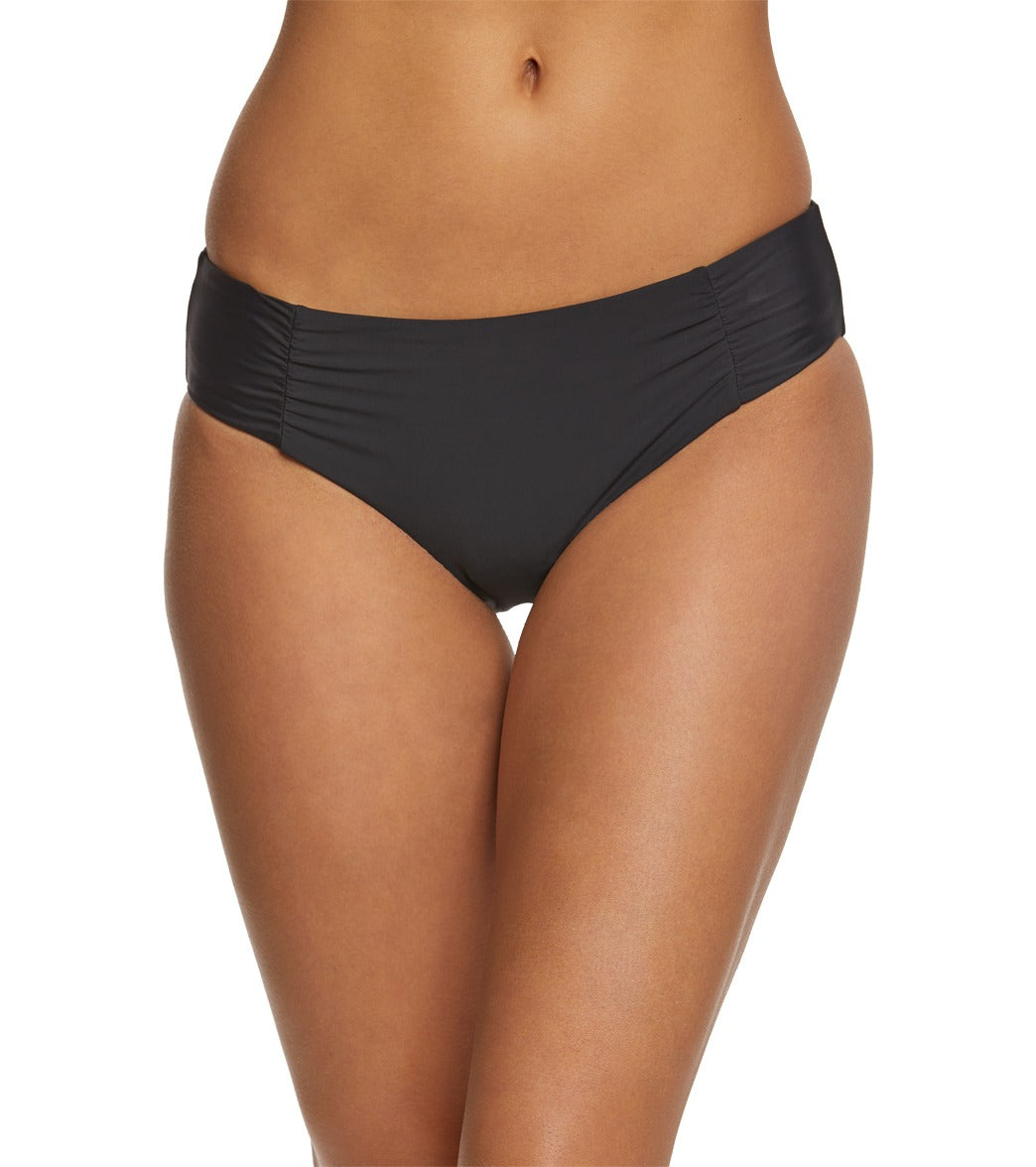 Athena Shirred Side Bikini Bottom - Black 14 Elastane/Polyamide - Swimoutlet.com