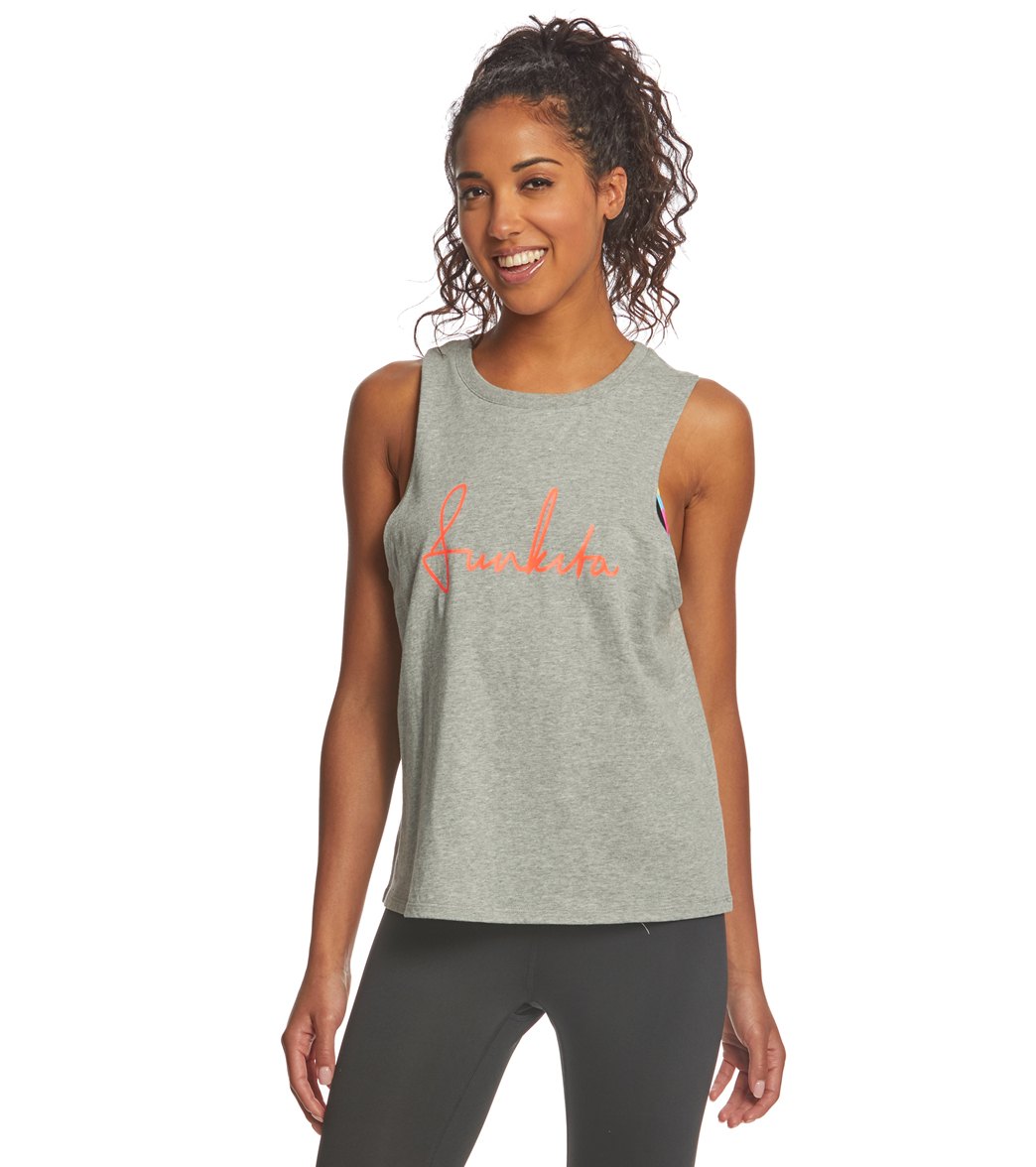 Funkita Women's Candy Scribble Tank Top - Gray 32 Cotton - Swimoutlet.com