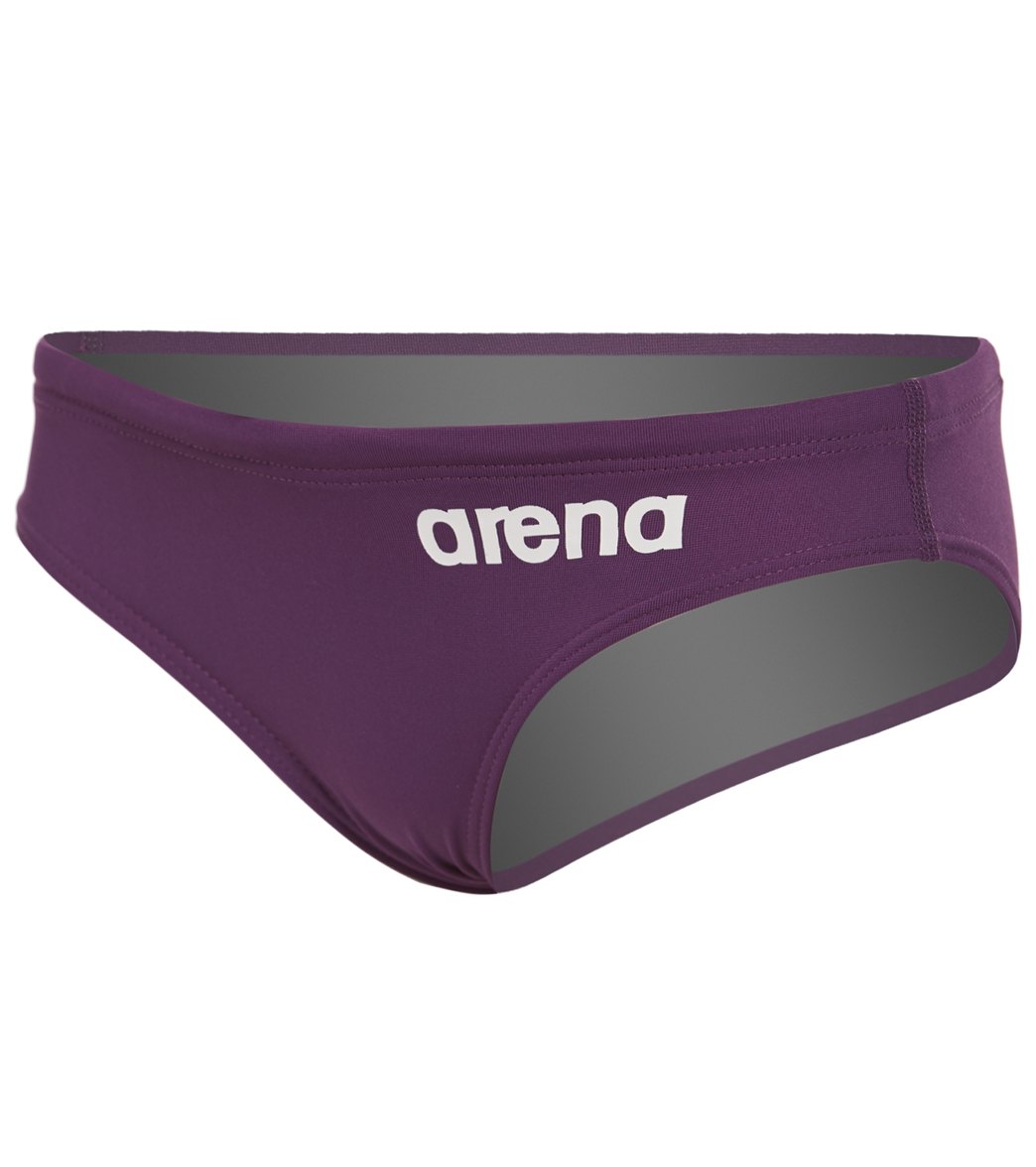 Arena Boys' Skys Swim Brief Swimsuit - Plum/White 22 Polyester/Pbt - Swimoutlet.com