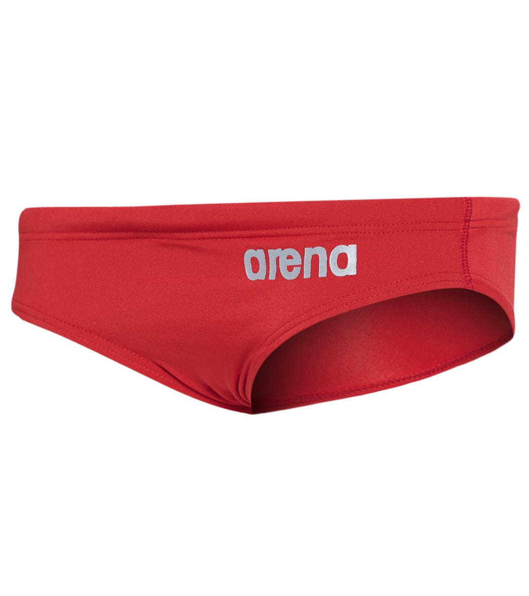 Arena Boys' Skys Swim Brief Swimsuit - Red/Metallic Silver 22 Polyester/Pbt - Swimoutlet.com