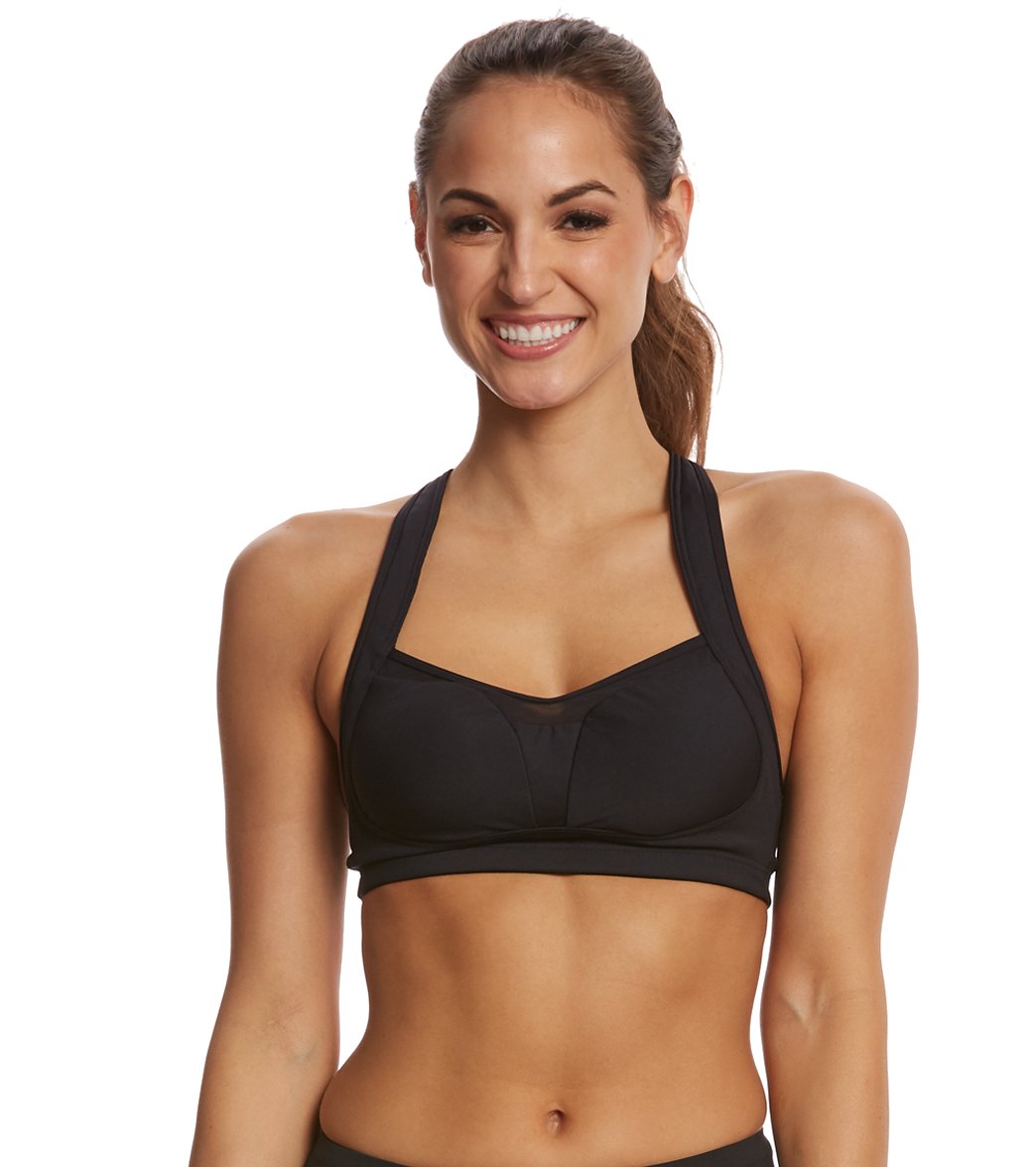 TYR Solid Lily Bikini Top - Black Large Polyester/Spandex - Swimoutlet.com