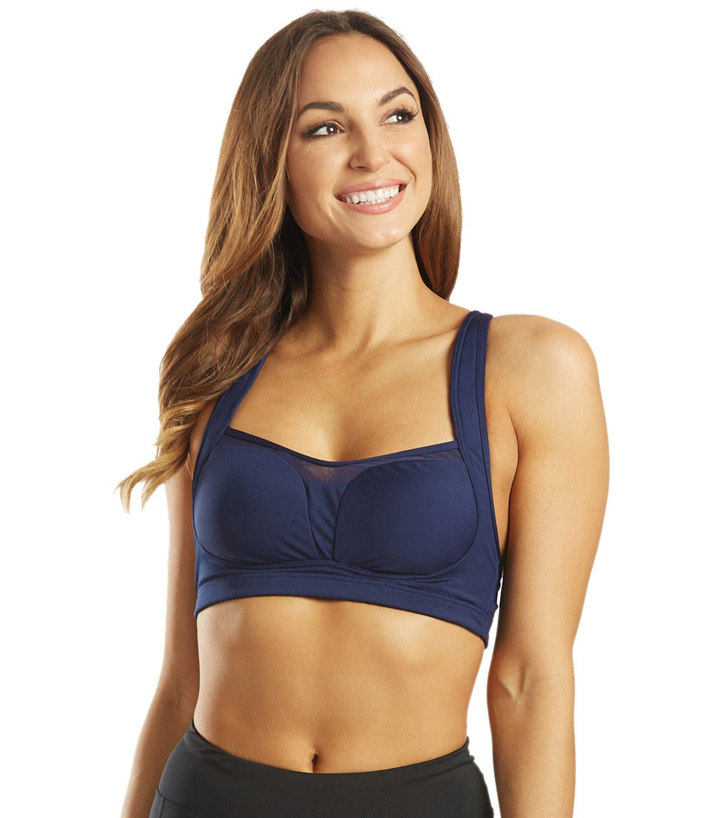 TYR Solid Lily Bikini Top - Navy Large Polyester/Spandex - Swimoutlet.com