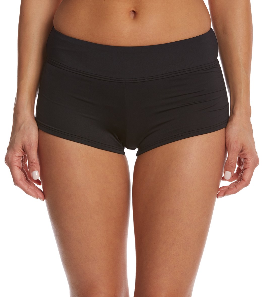 TYR Solid Della Boyshorts - Black Medium Polyester/Spandex - Swimoutlet.com