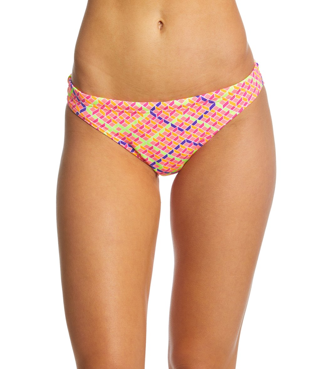 Funkita Women's Best Cellar Bibi Banded Brief Swimsuit Bottom - Pink 34 Polyester - Swimoutlet.com