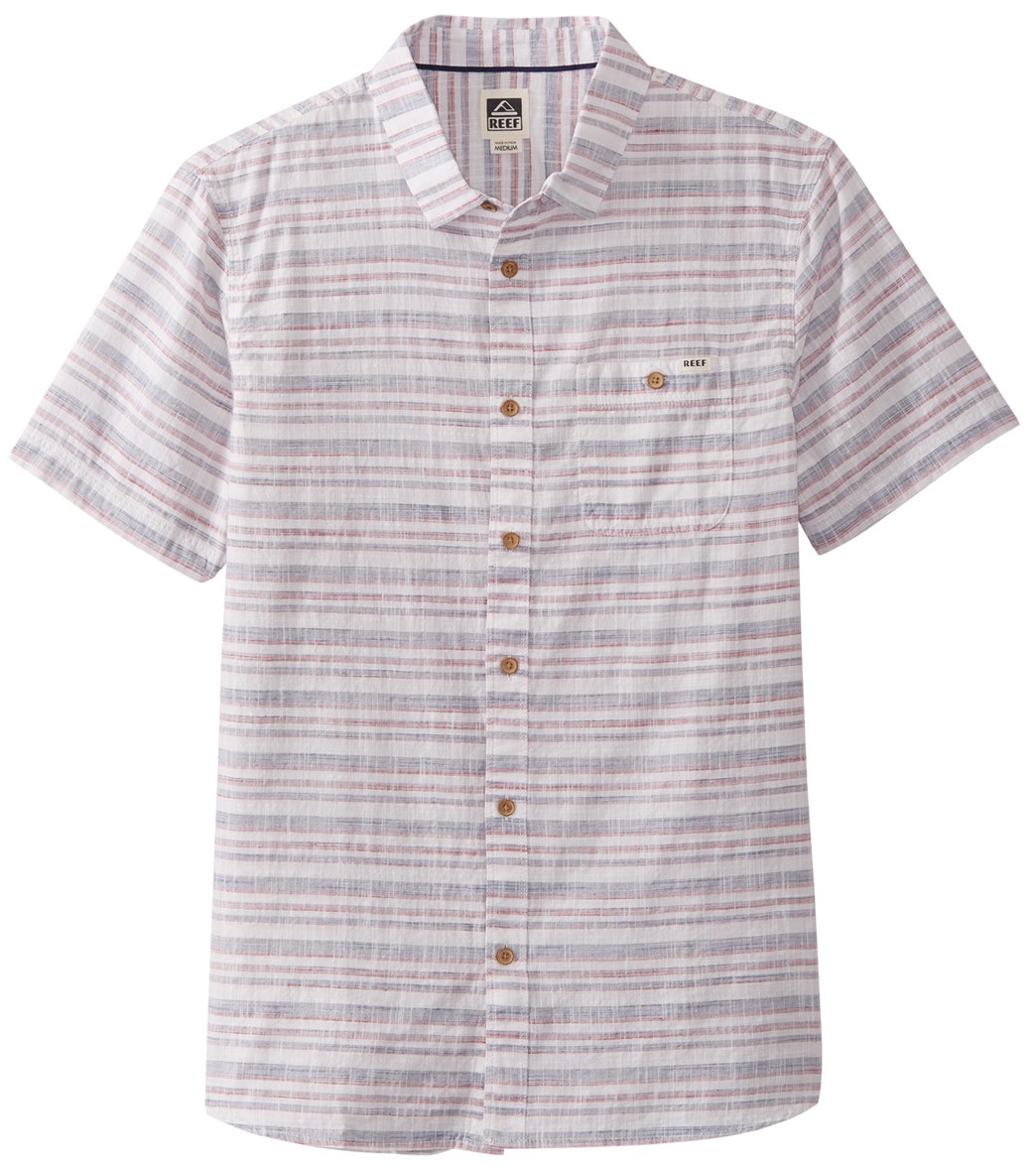 Reef men's horizon short sleeve shirt - natural xl cotton - swimoutlet.com