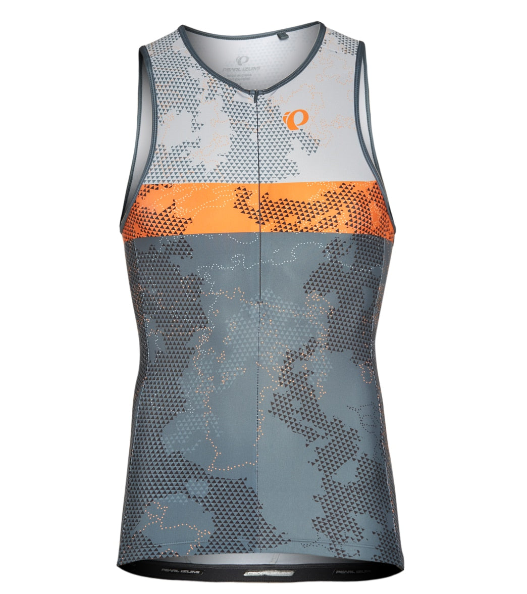 Pearl Izumi Men's Elite Pursuit Graphic Tri Singlet - Turbulence/S Orange Pulse Medium Size Medium Vest - Swimoutlet.com