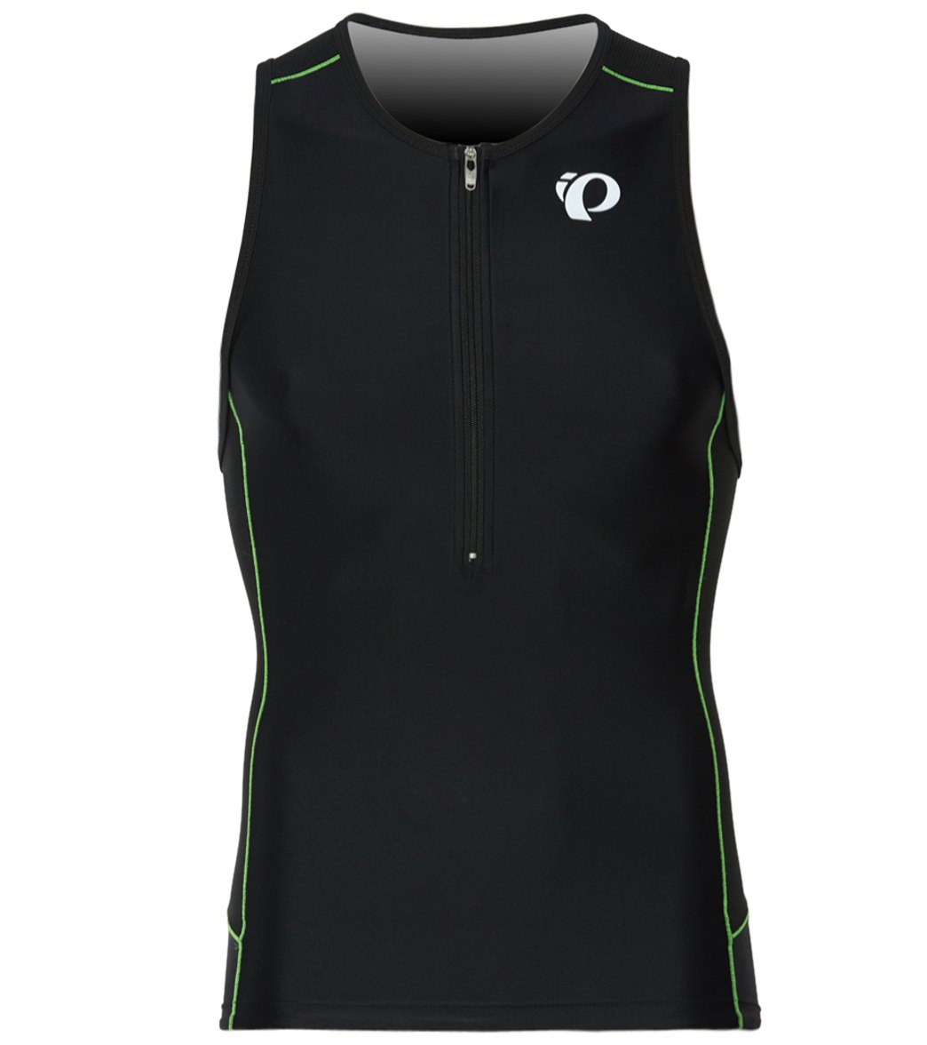 Pearl Izumi Men's Elite Pursuit Tri Singlet - Black/Screaming Green Small Vest - Swimoutlet.com