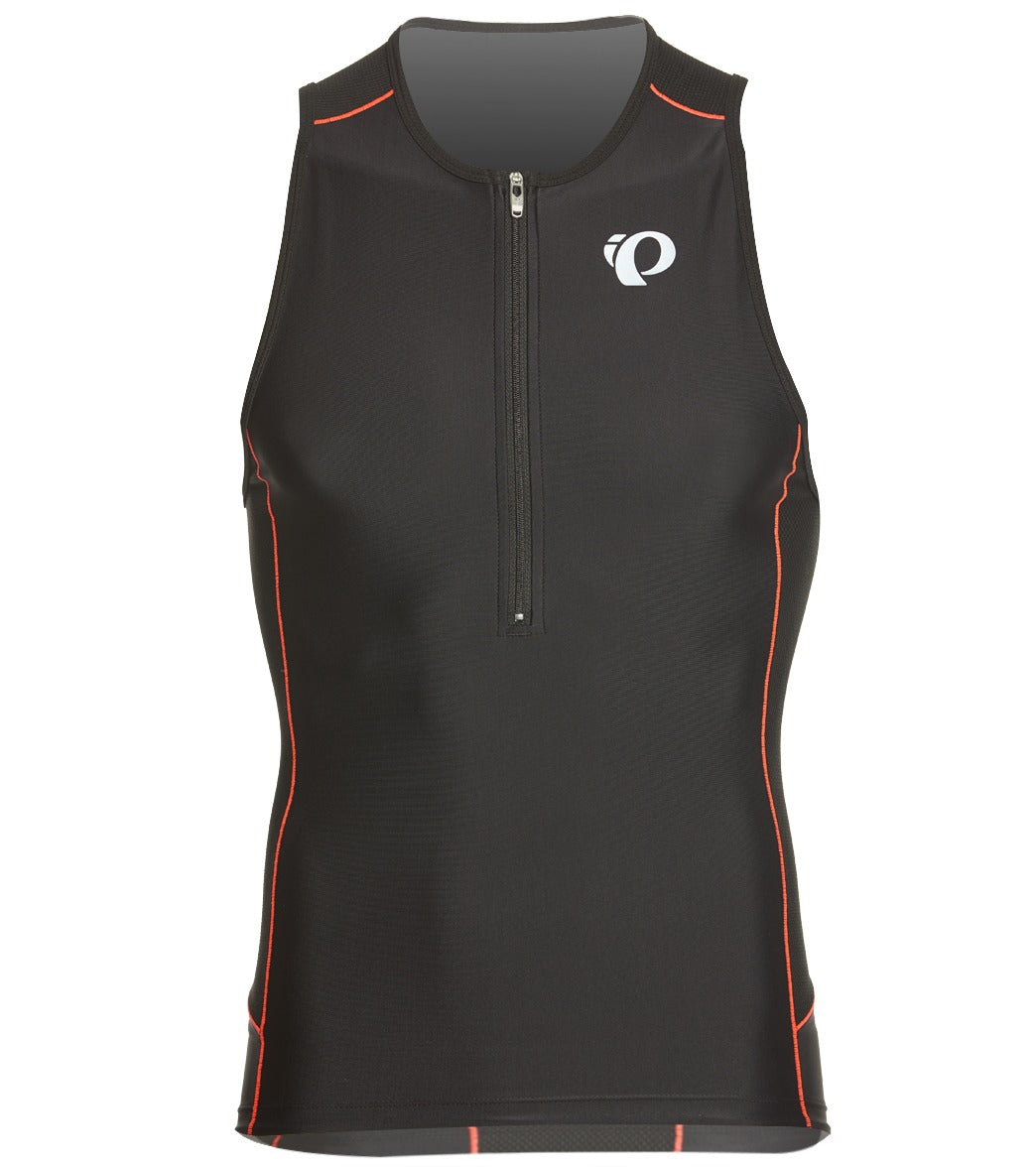 Pearl Izumi Men's Elite Pursuit Tri Singlet - Black/Fiery Coral Small Vest - Swimoutlet.com