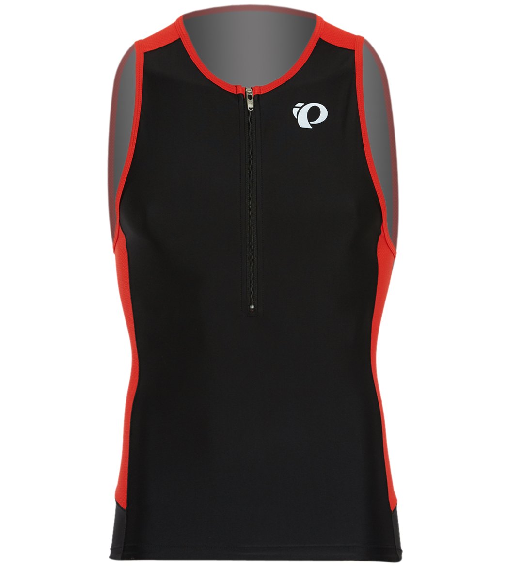 Pearl Izumi Men's Elite Pursuit Tri Singlet - Black/Torch Red Small Vest - Swimoutlet.com