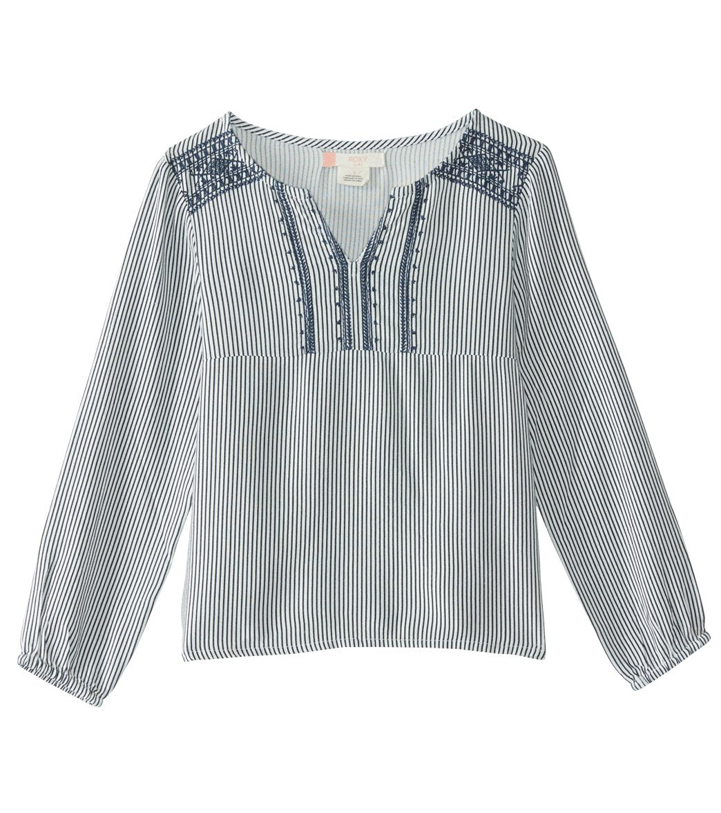 Roxy Girls' Old Peak Blouse 2T-7 - Marshmallow Thin Stripe 3T - Swimoutlet.com