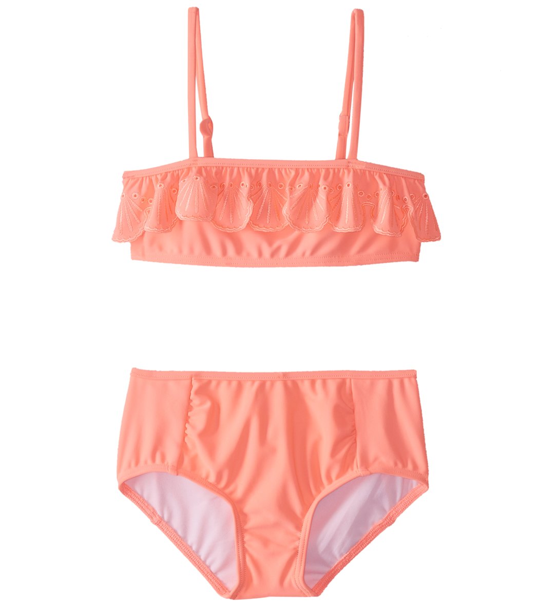 Seafolly Girls' Sweet Summer Bikini Set 2T-7 - Fusion Coral 1 - Swimoutlet.com