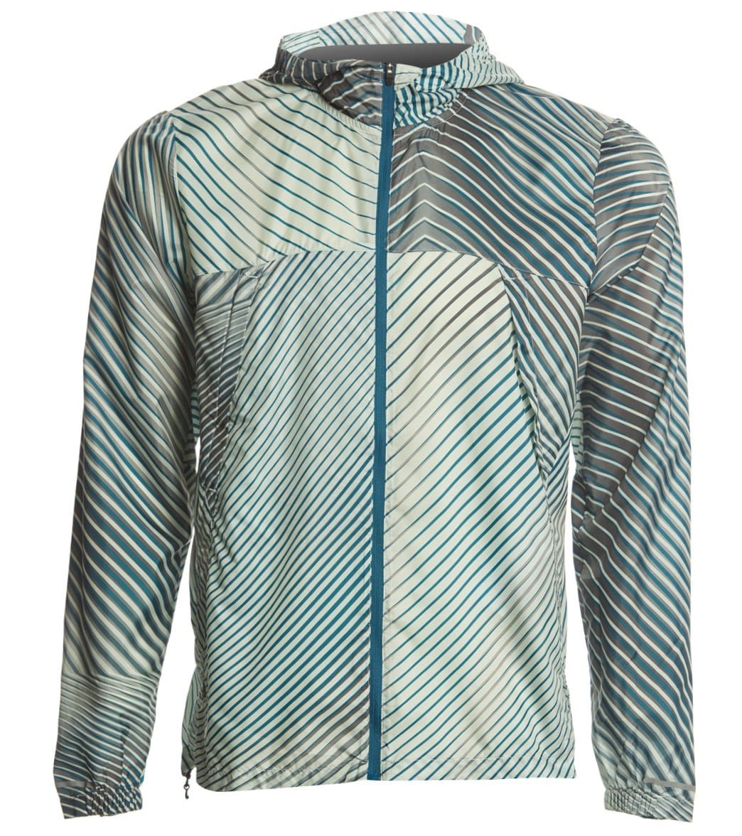 Asics Men's Packable Jacket - Linear Blue Steel Medium Polyester - Swimoutlet.com