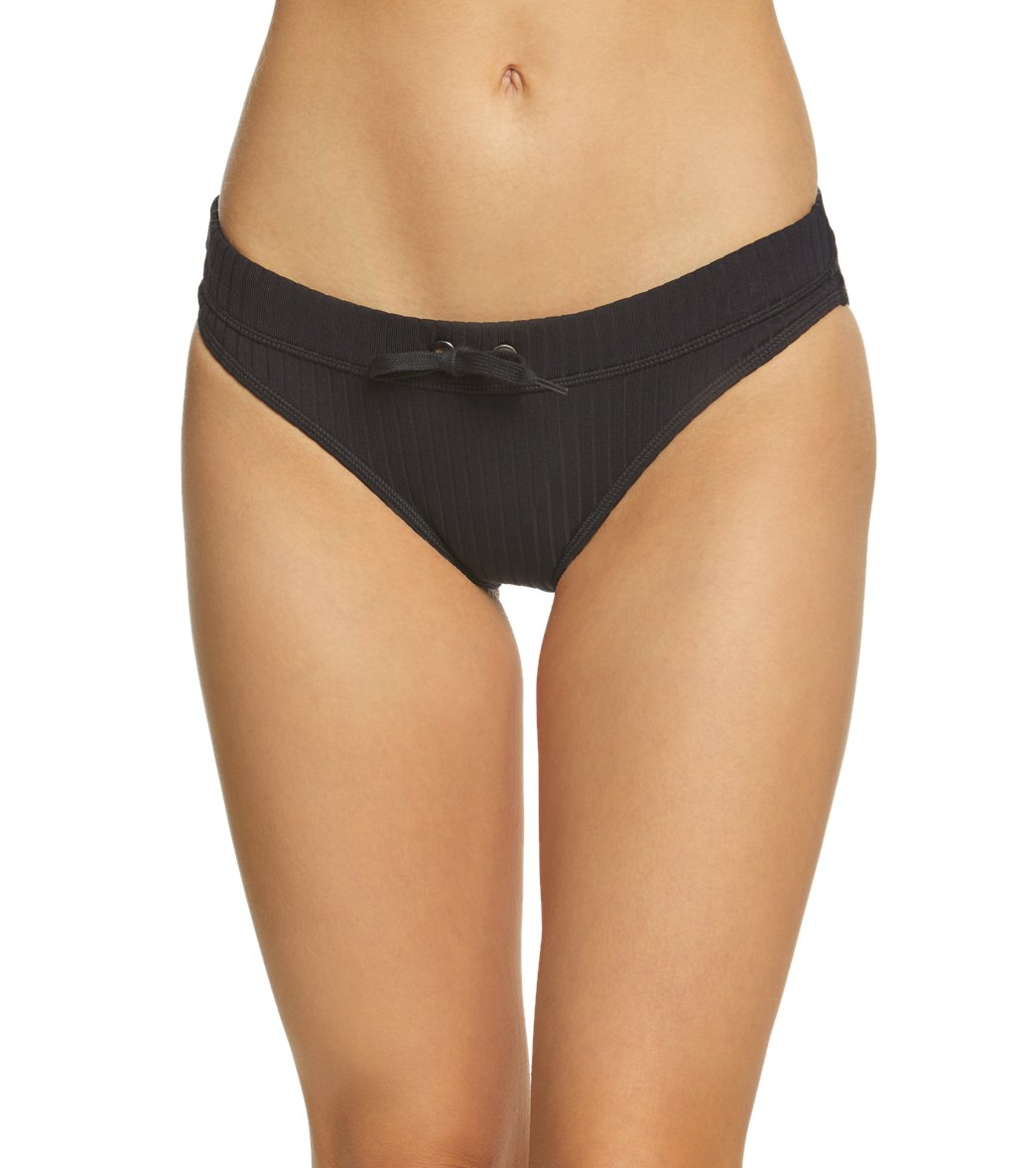 Seafolly Inka Rib Hipster Bikini Bottom - Black 4 Elastane/Polyamide - Swimoutlet.com