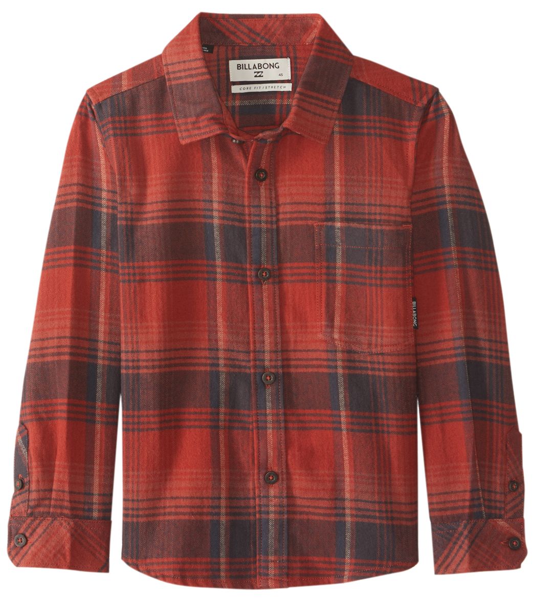 Billabong boys' coastline flannel 2t-7 - red large 6 cotton - swimoutlet.com