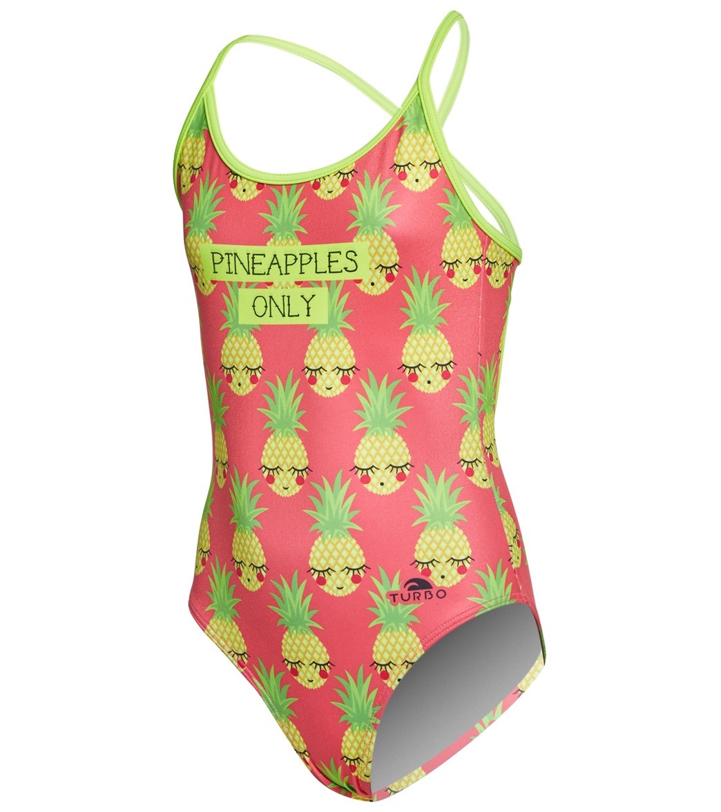 Turbo Girls' Pineapples Only One Piece Swimsuit - Fuchsia 2T Polyester/Pbt - Swimoutlet.com