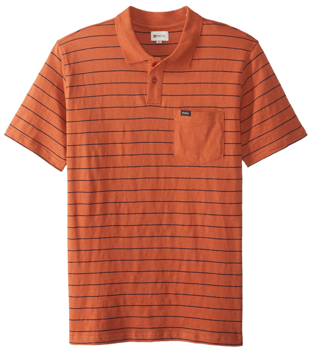 Matix Men's Easton Stripe Polo Shirt - Rust Medium Cotton - Swimoutlet.com