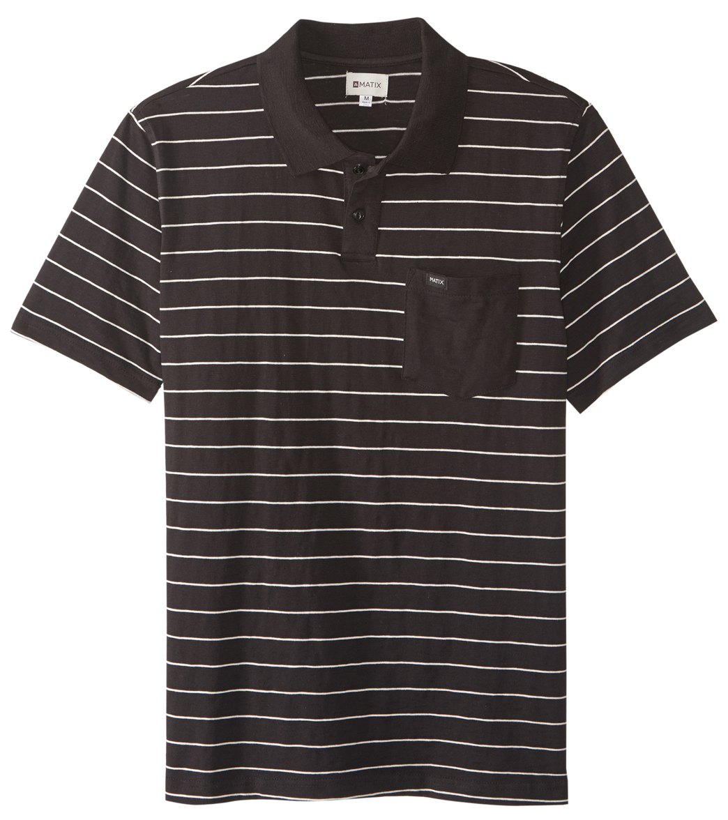 Matix Men's Easton Stripe Polo Shirt - Black Medium Cotton - Swimoutlet.com