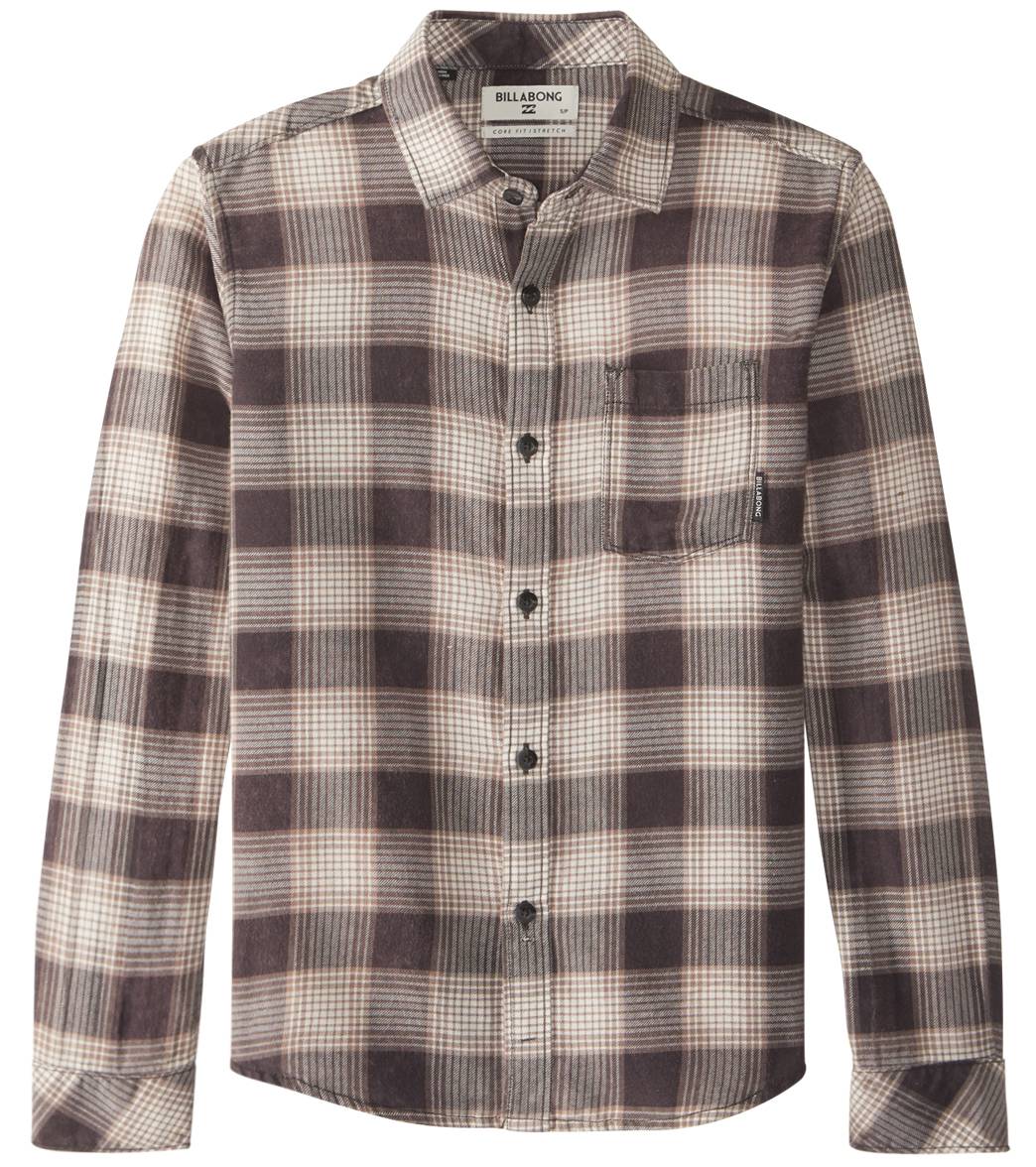 Billabong boys' freemont flannel 8-20 shirt - char xl cotton - swimoutlet.com