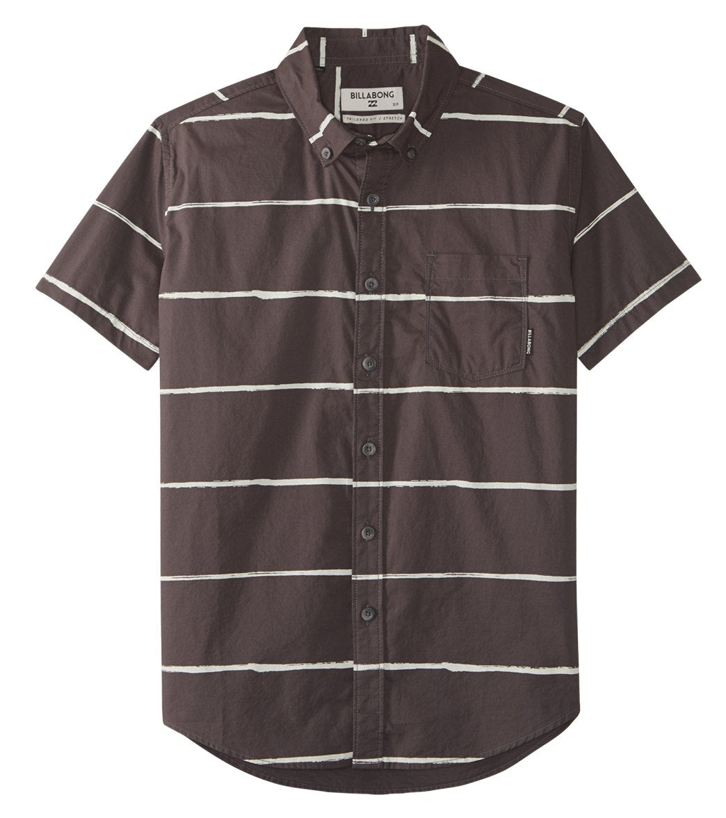 Billabong boys' sundays mini short sleeve shirt woven top 8-20 - char medium cotton - swimoutlet.com